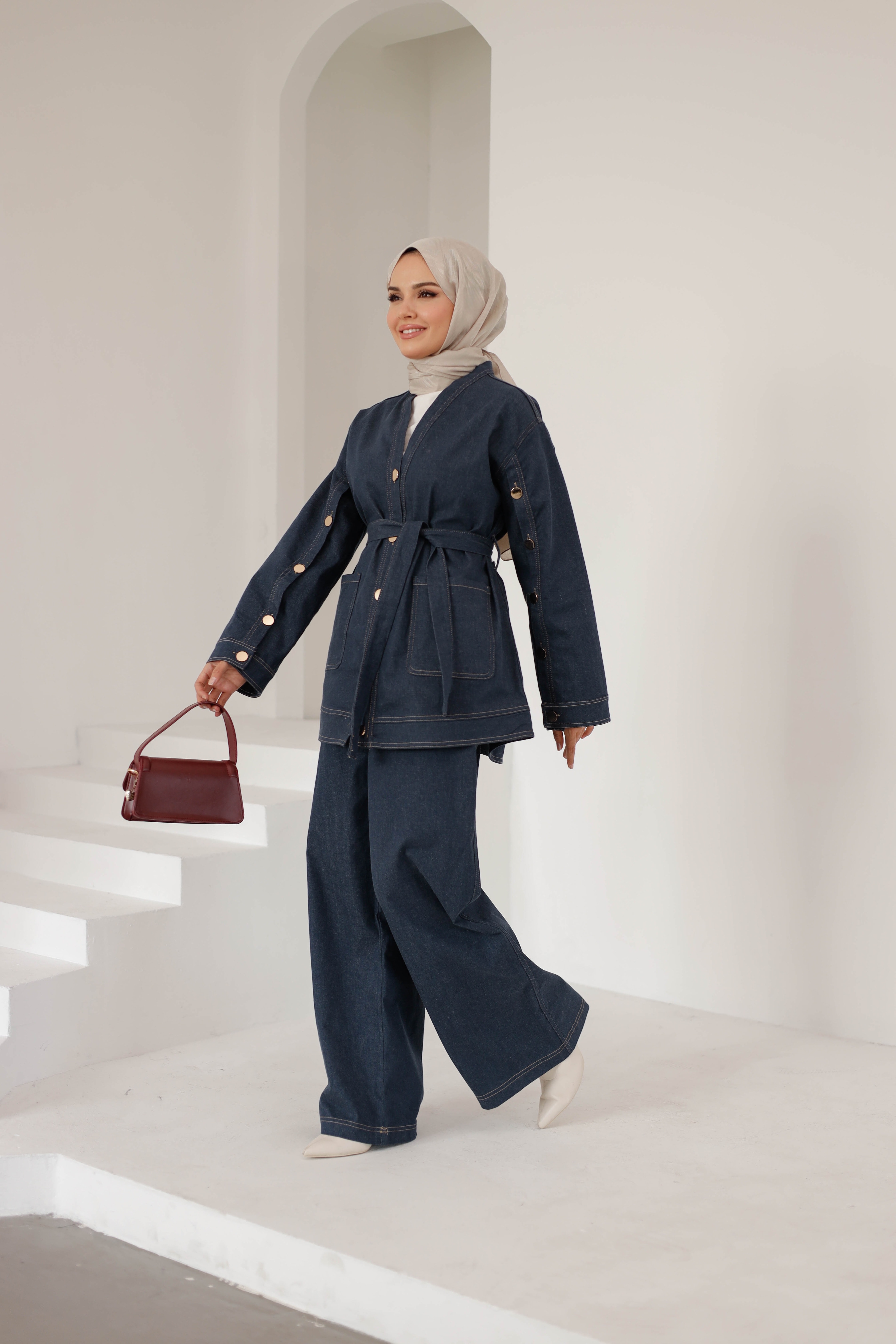 Aysima Kot Ceket Pantolon Takım - Lacivert