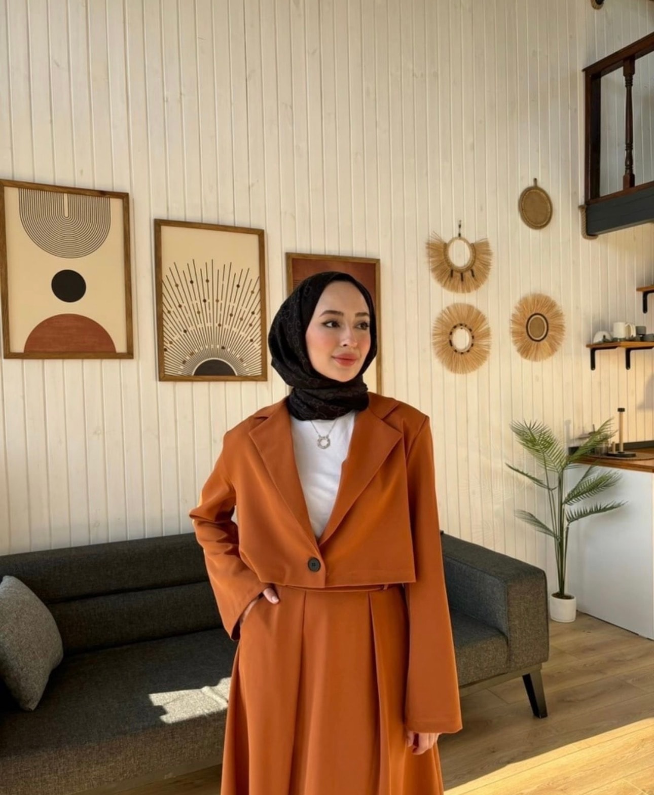 Blazer Vatkalı Crop Ceket - Kremit