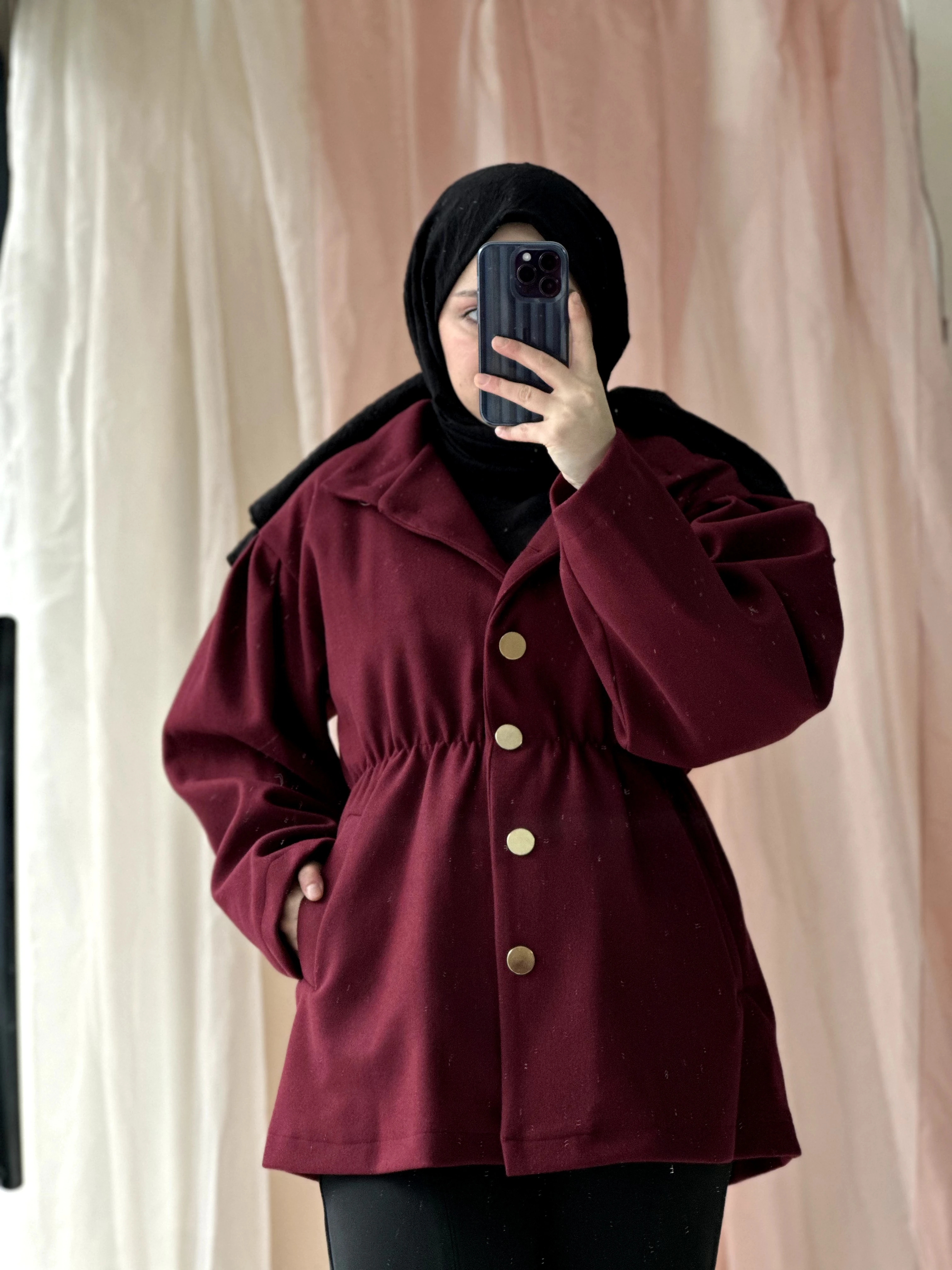 Lalin Kaşe Kaban - Bordo