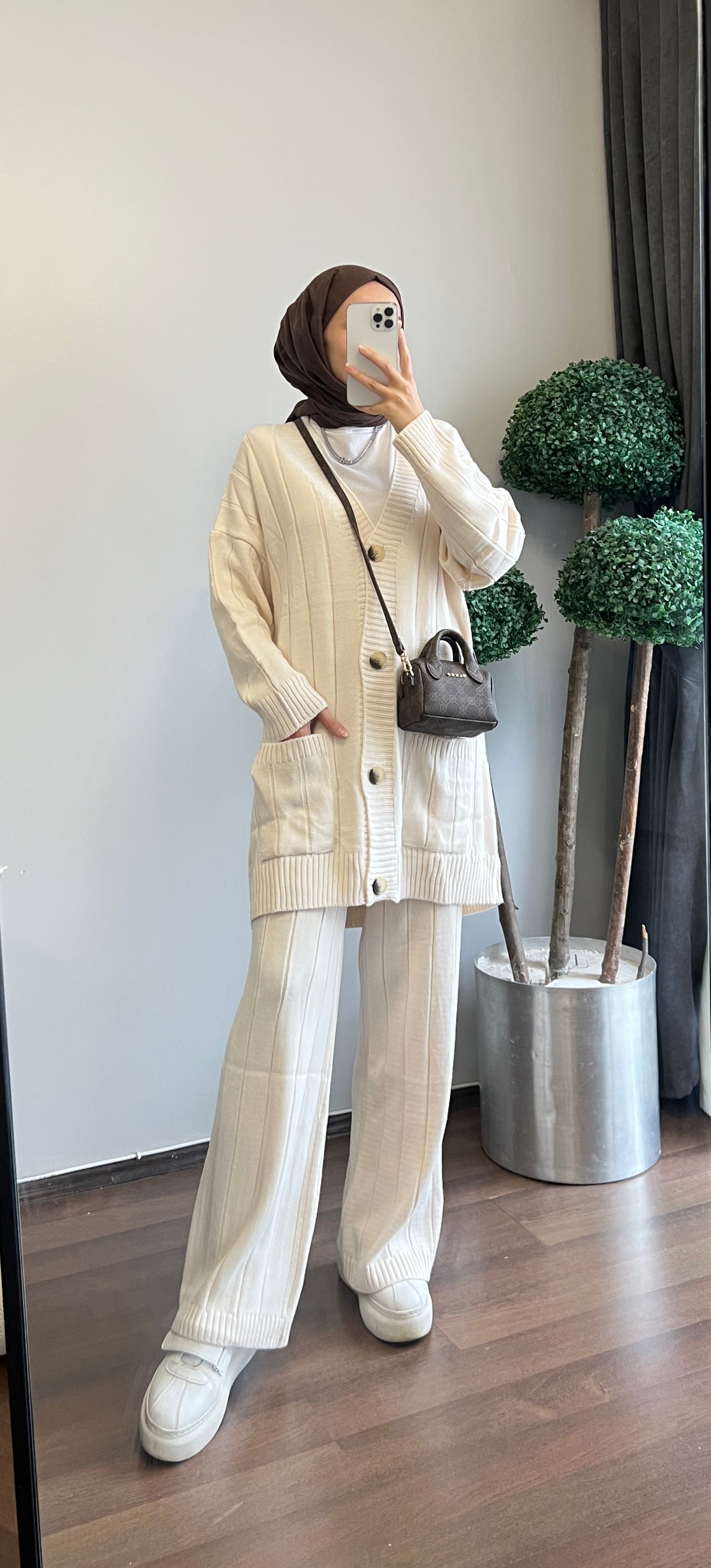 Basic Cardigan Set - White