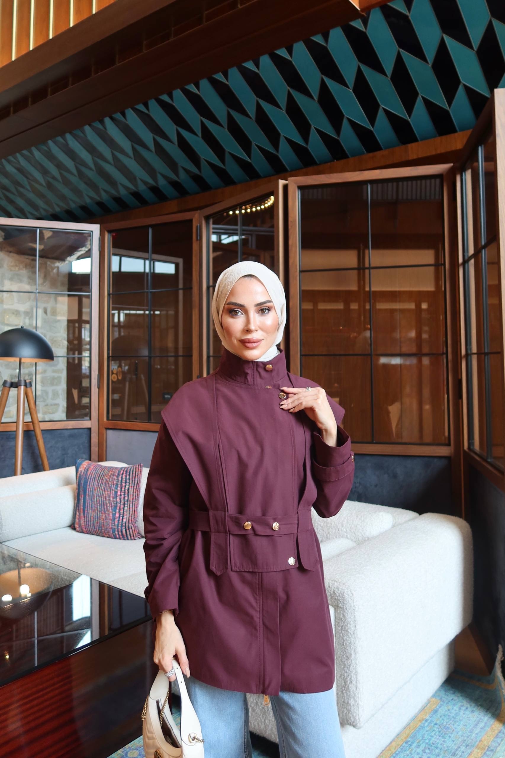 Hane Trench Coat - Bordo