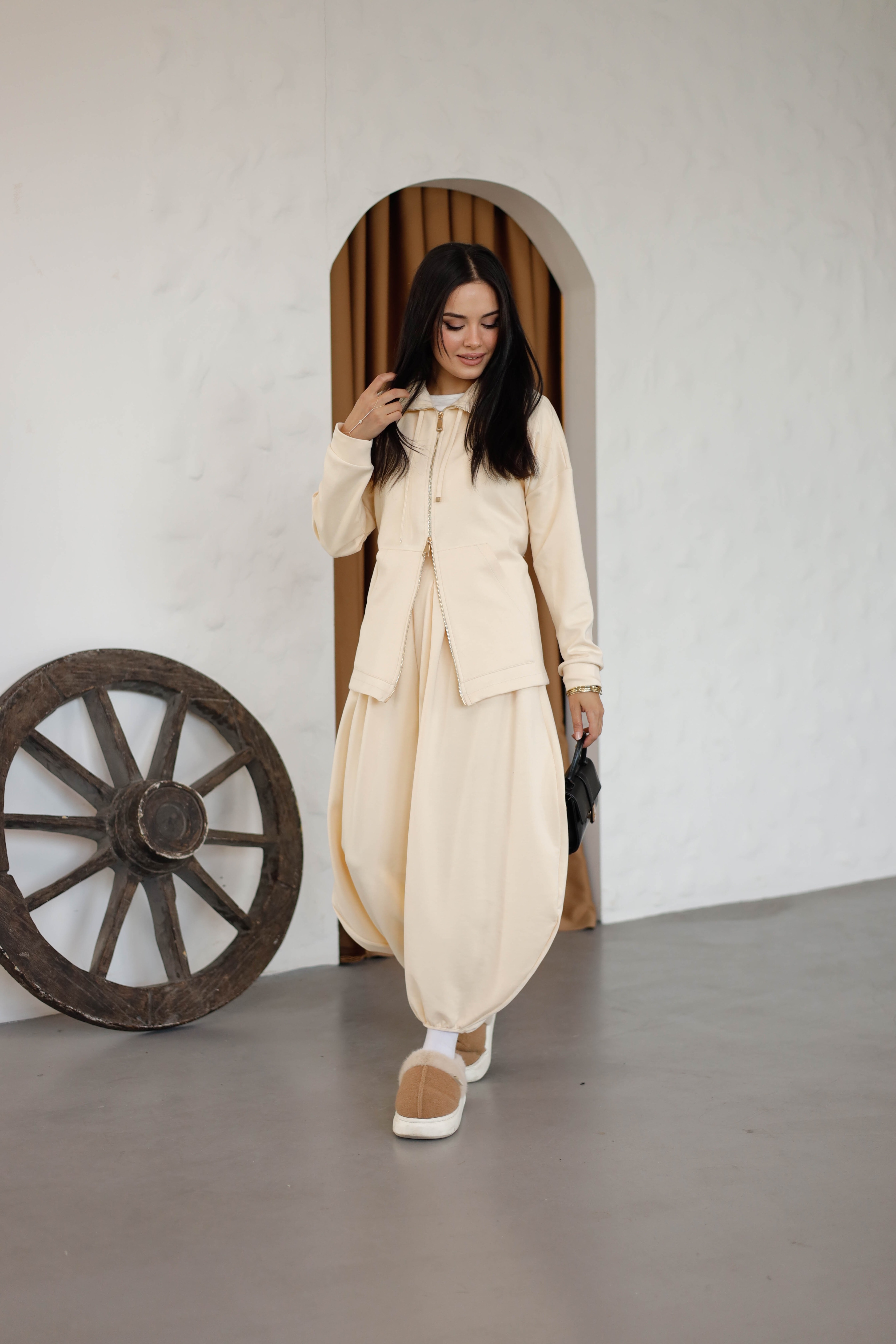 Bomber Sweat Set – Cream