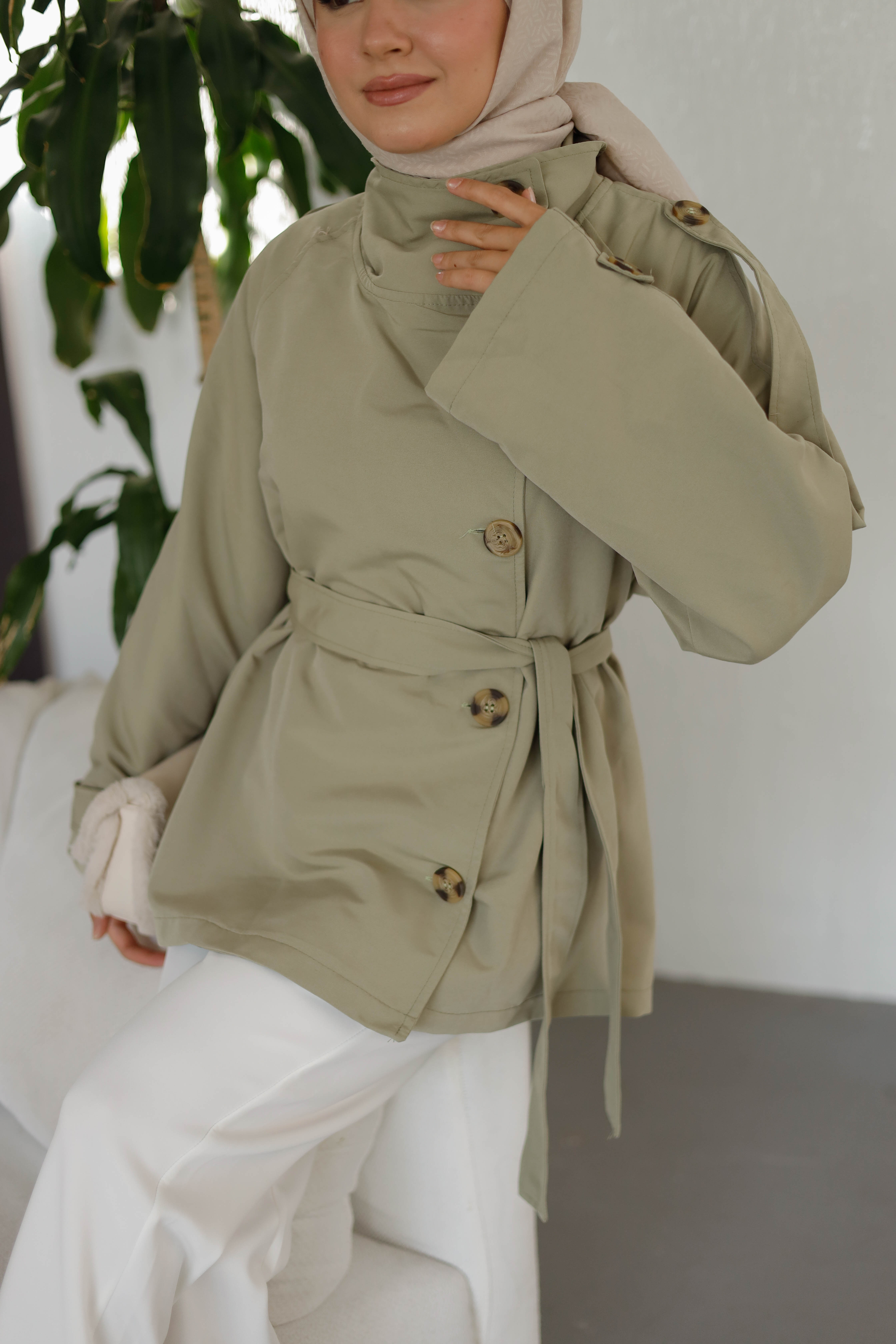 Yan Düğmeli Trençkot