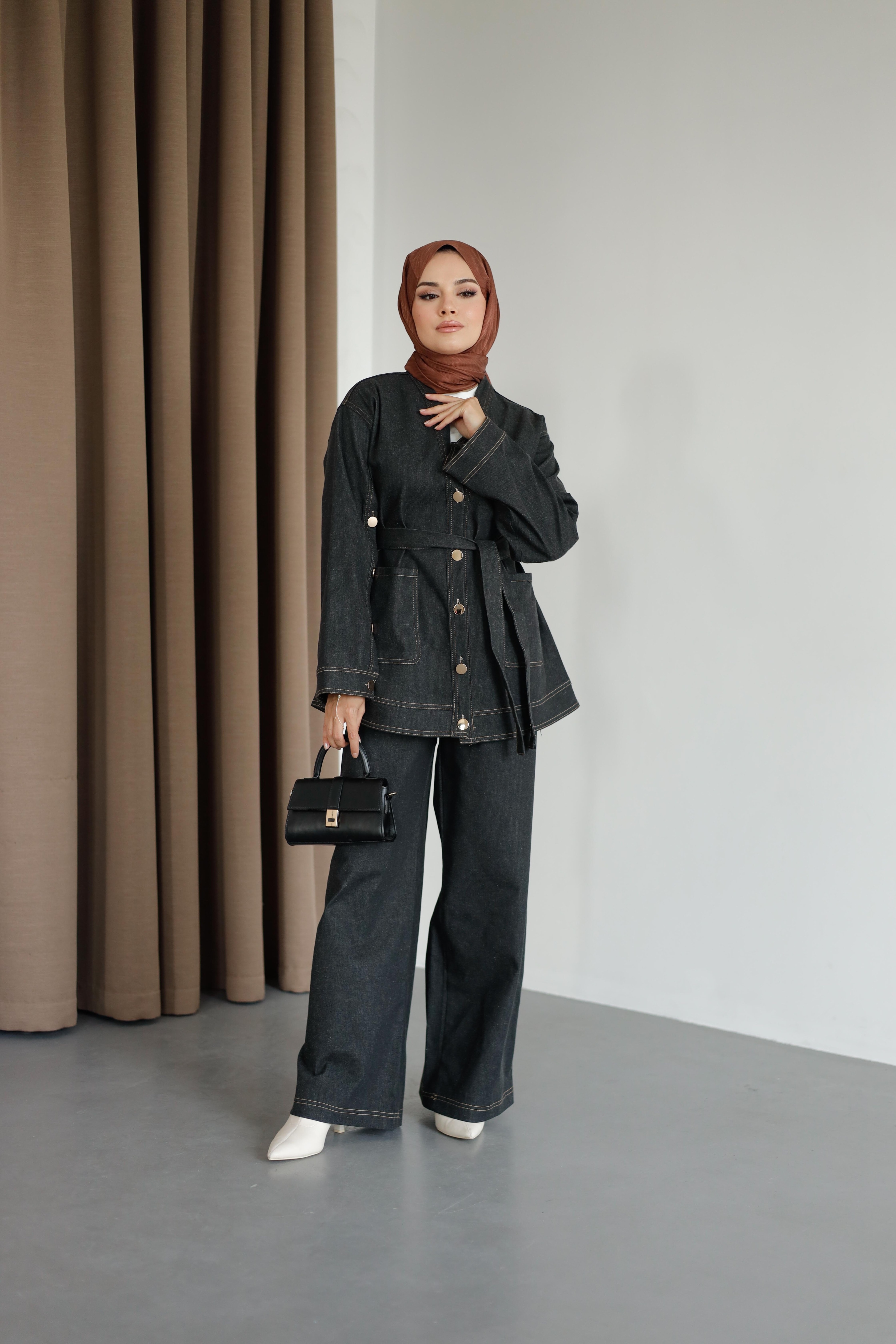 Aysima Kot Ceket Pantolon Takım - Siyah