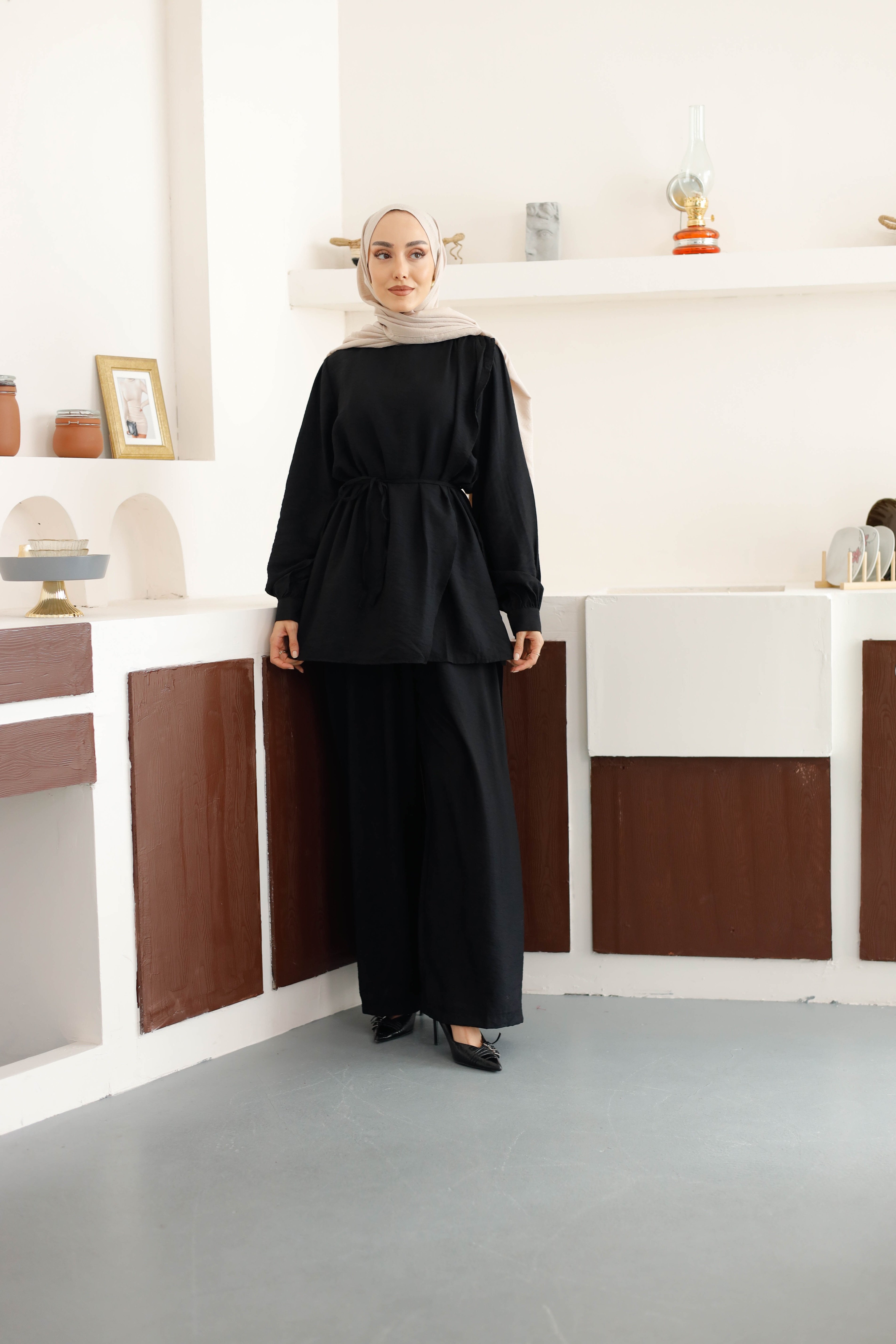 Asimetrik Tunik Pantolon Takım
