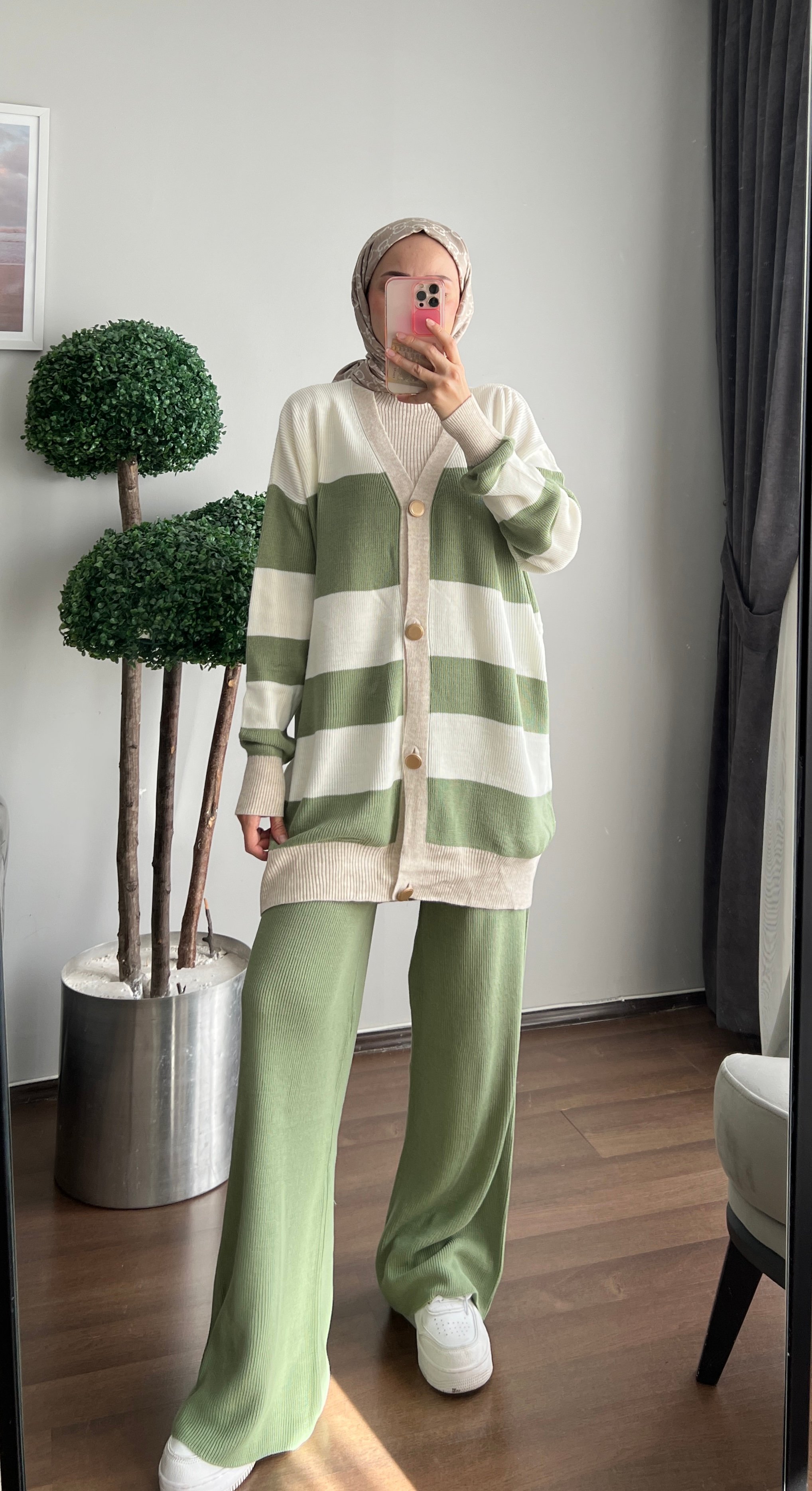 3-piece knit set - Green