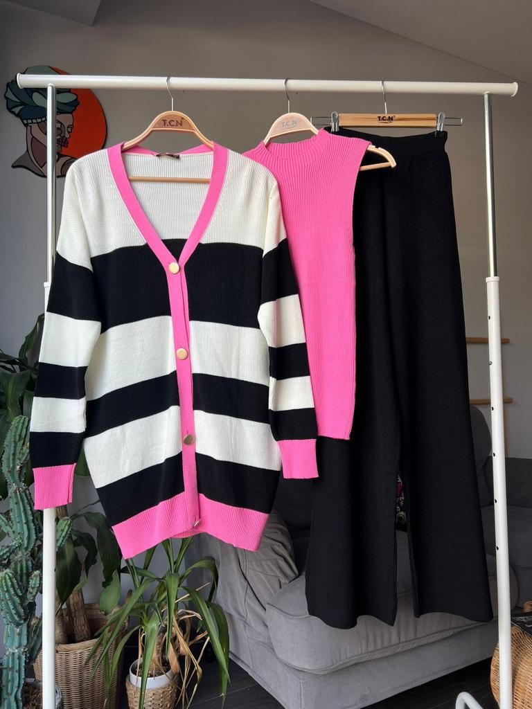 3-piece knit set - Pink