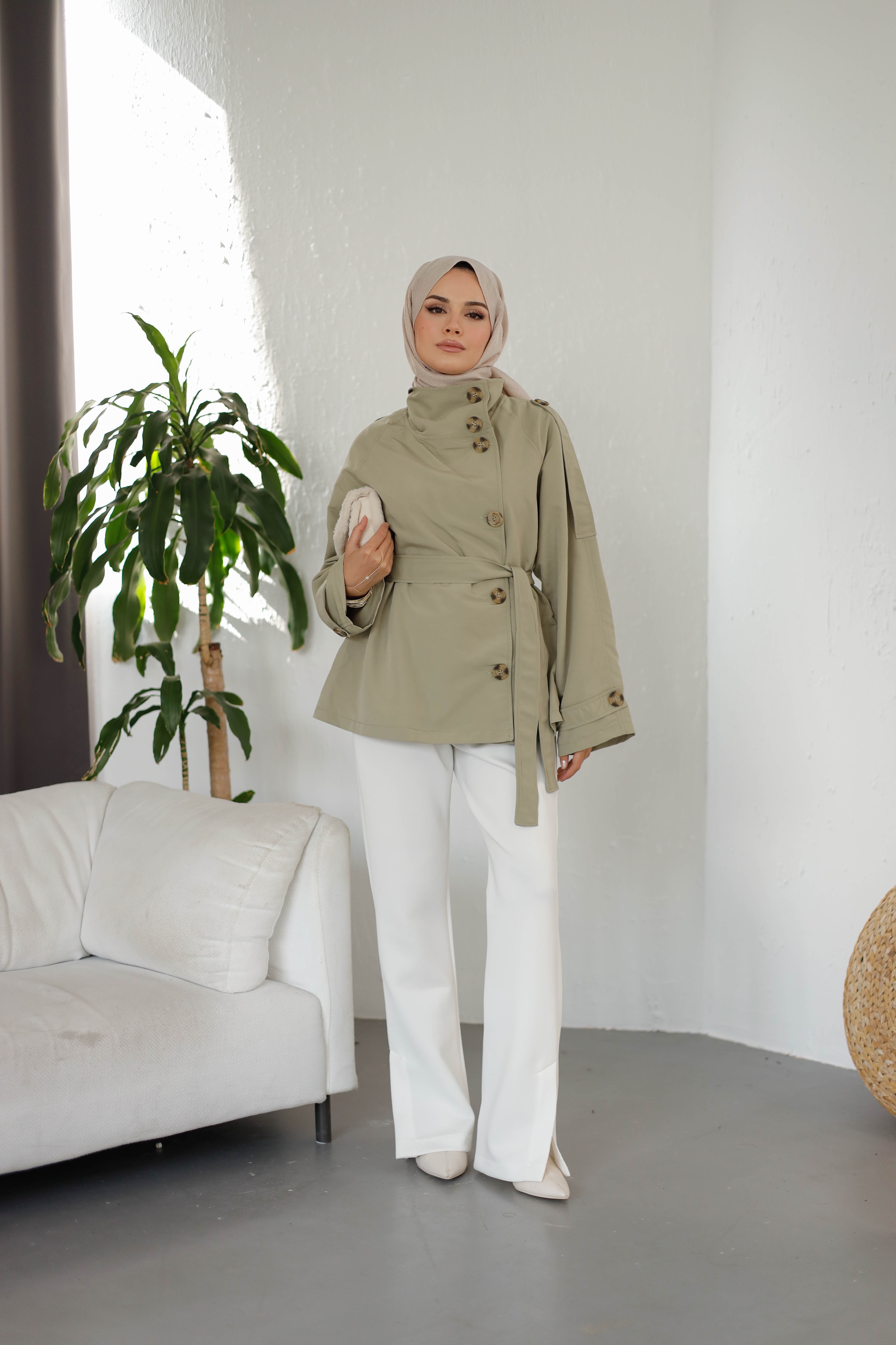 Yan Düğmeli Trençkot