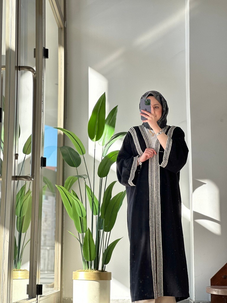 Keten Nakışlı Abaya/Kimono