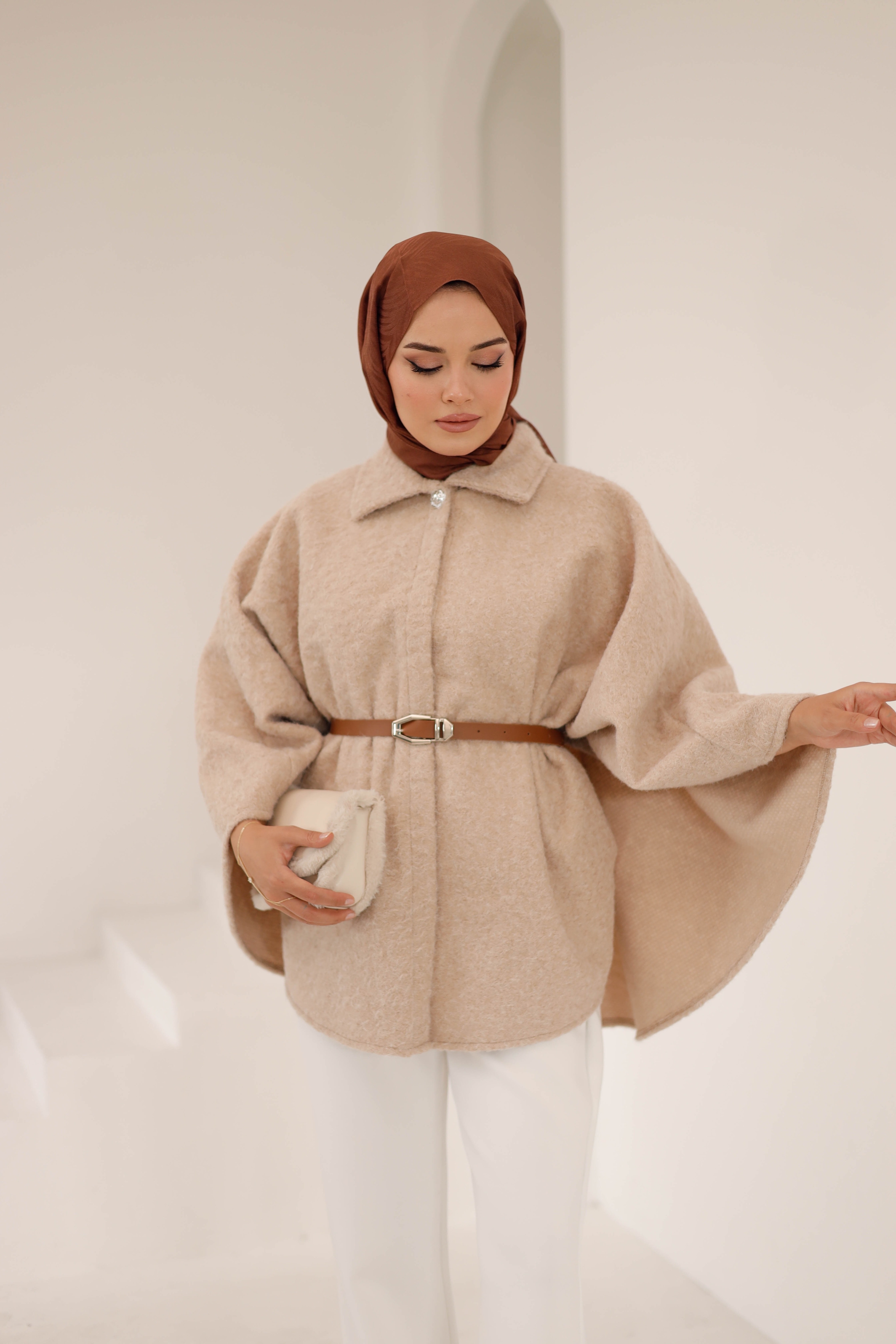 Kemerli Kaşe Panço  - Bej