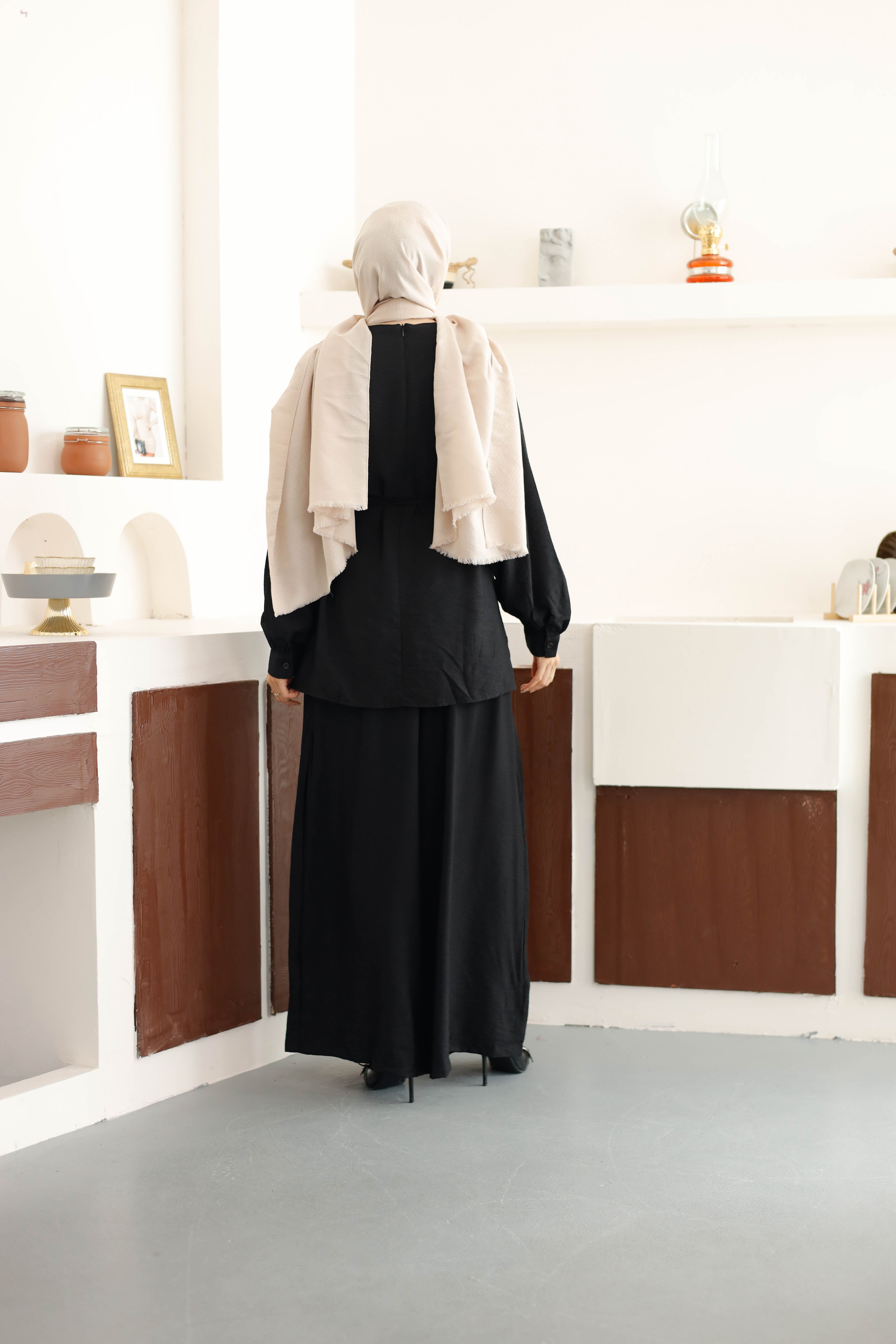 Asimetrik Tunik Pantolon Takım