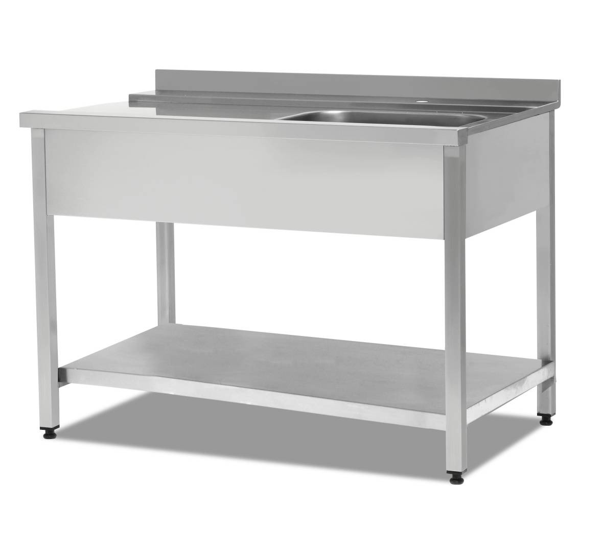 BULAŞIK MAKİNESİ GİRİŞ TEZGAHI TEK EVYELİ TABAN RAFLI (SAG) KONVEYÖRLÜ 1500*750*870MM