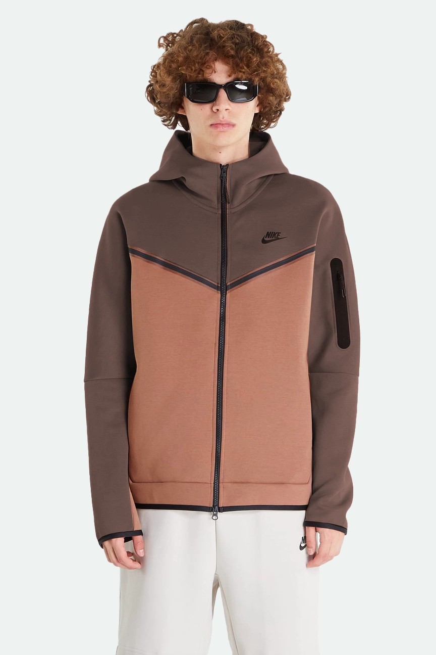 Tech Fleece Full Zip Hoodie - Brown