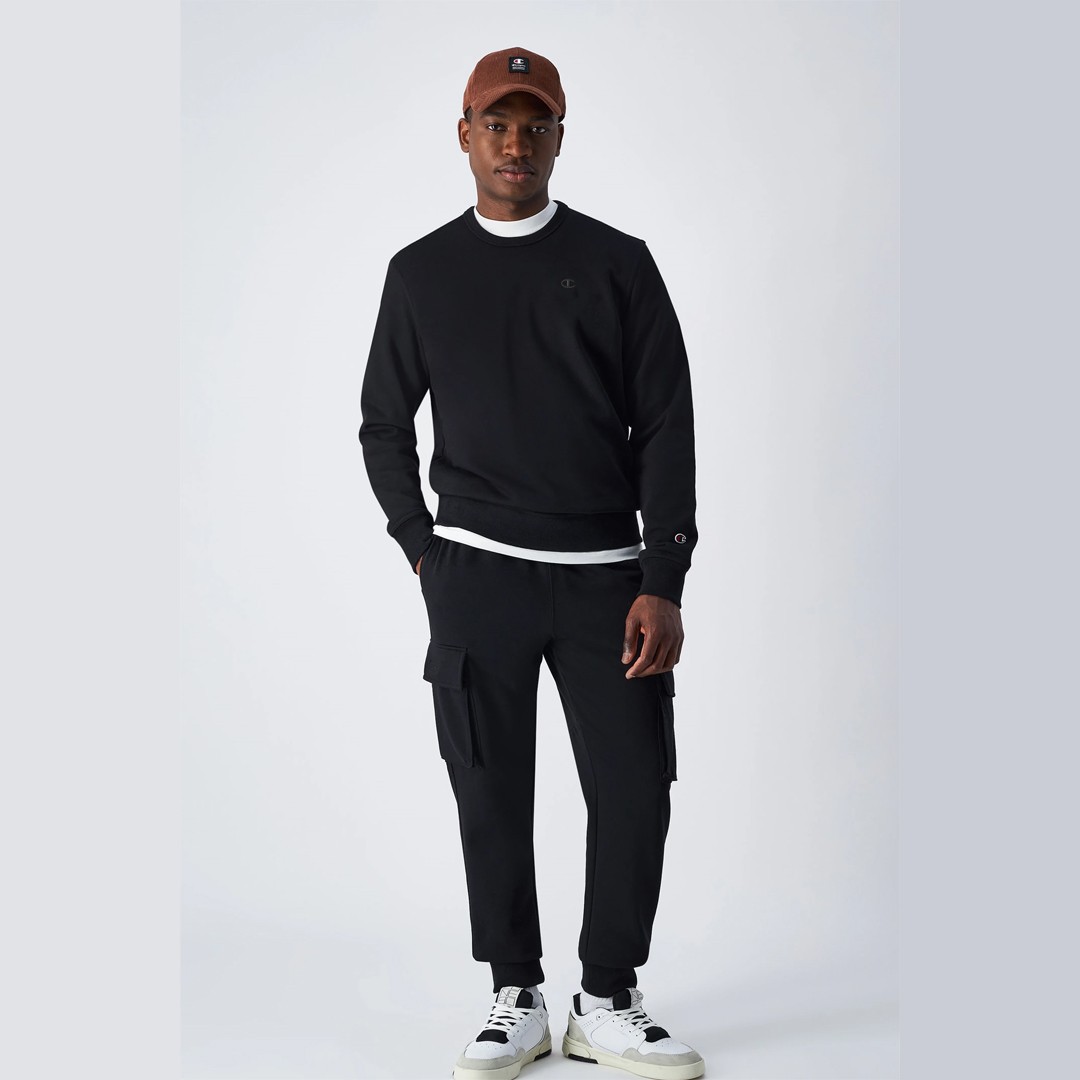 Powerblend Fleece Crew, C Logo Sweatshirt - Siyah