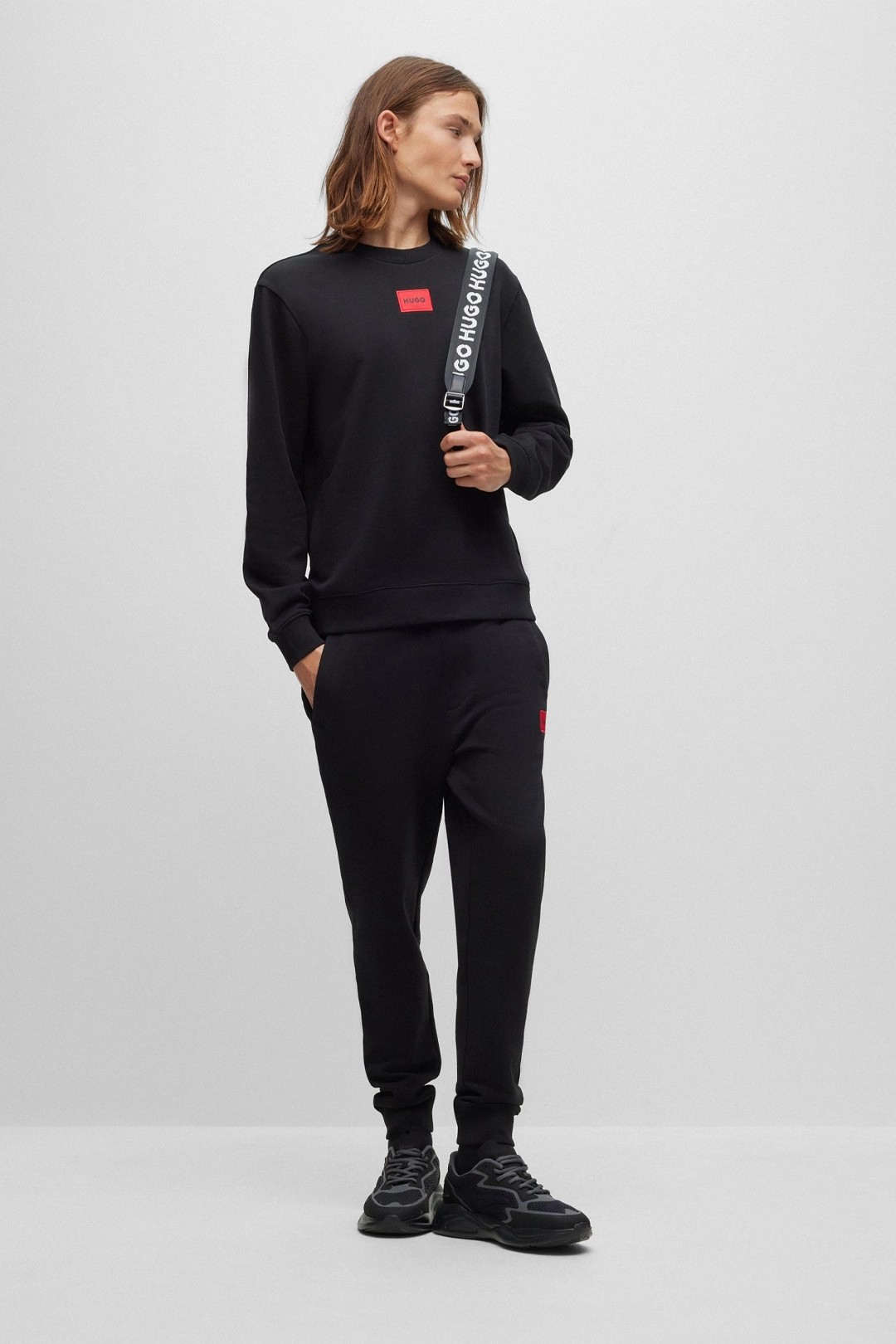 Cotton-Terry Tracksuit Bottoms With Red Logo Label