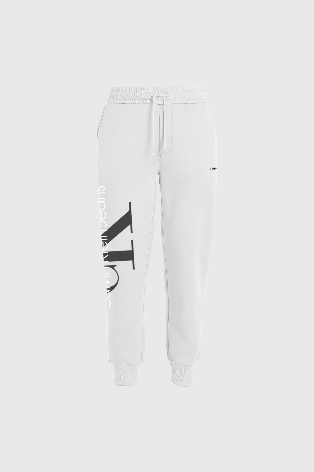 Cotton Blend Fleece Joggers - Beyaz