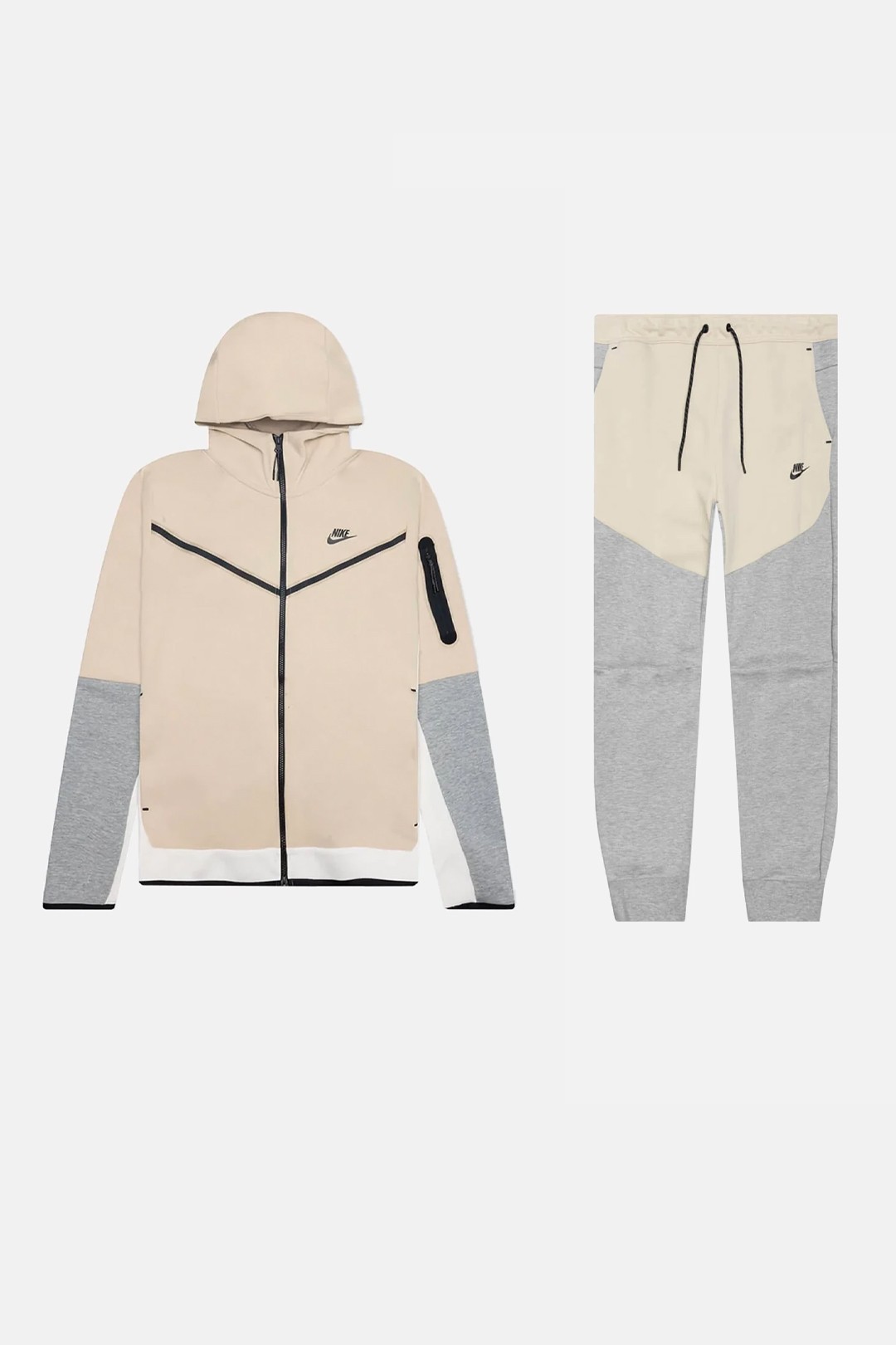 Sportswear Tech Fleece Full Zip Hoodie & Joggers Set - Açık Kahve