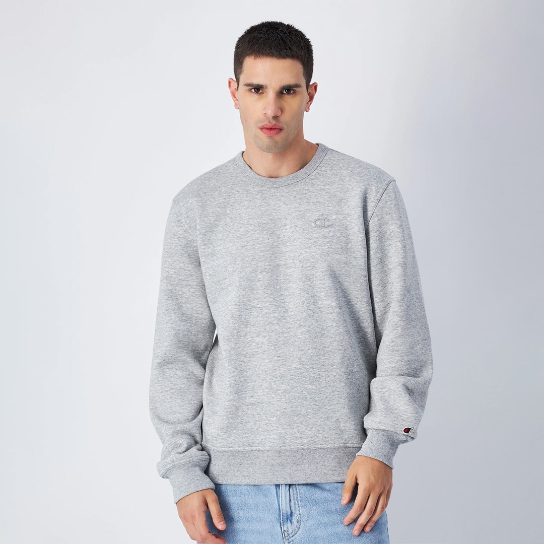 Powerblend Fleece Crew, C Logo Sweatshirt - Dark Grey Heather/Silver