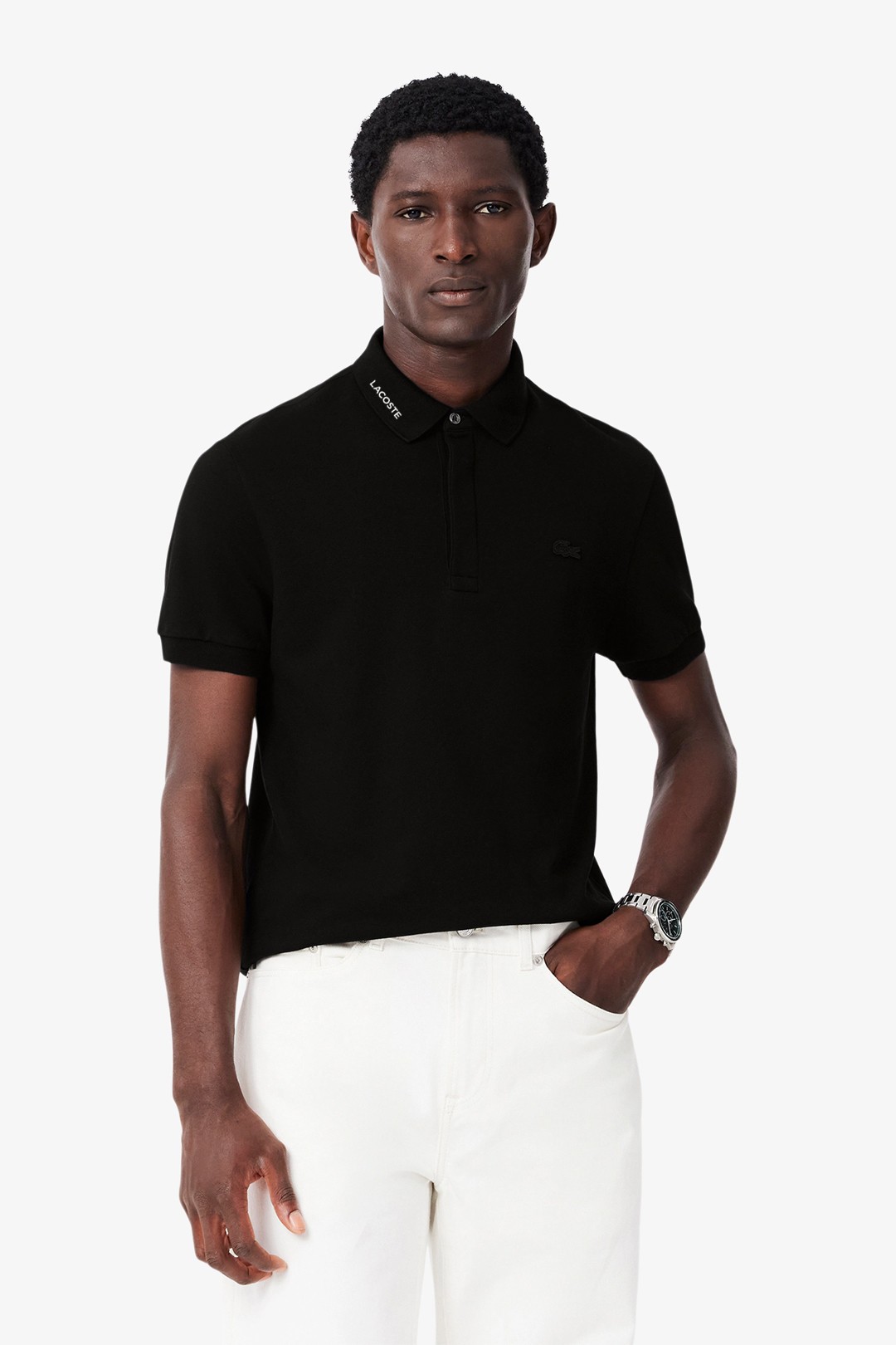 Regular Fit Paris Stretch Piqué Polo T-Shirt - Siyah