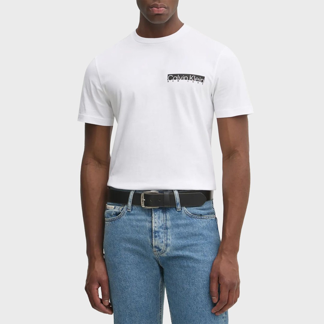 Ny Chest Box Logo T-shirt - Beyaz