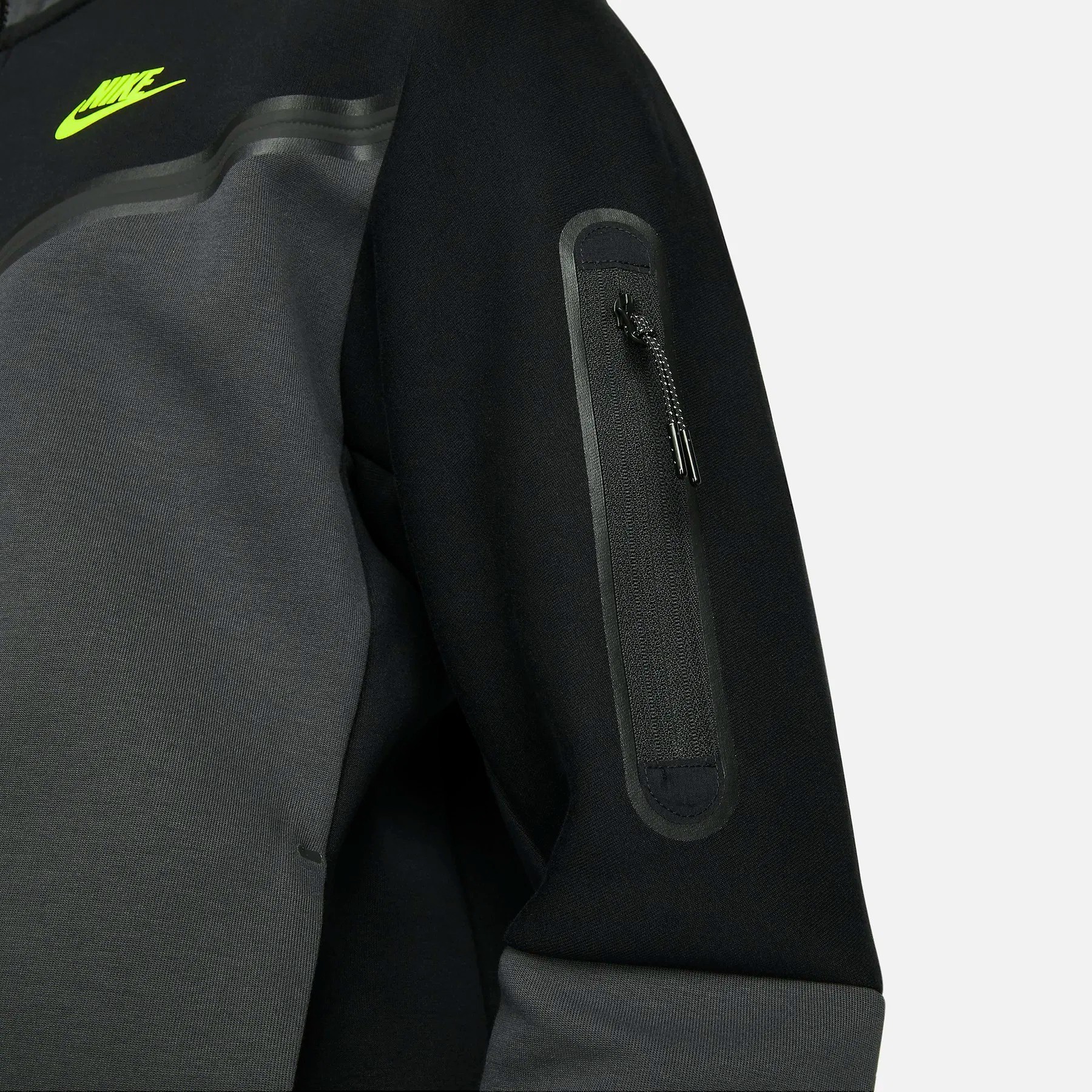 Tech Fleece Full Zip Hoodie - Siyah/Anthracite/Volt