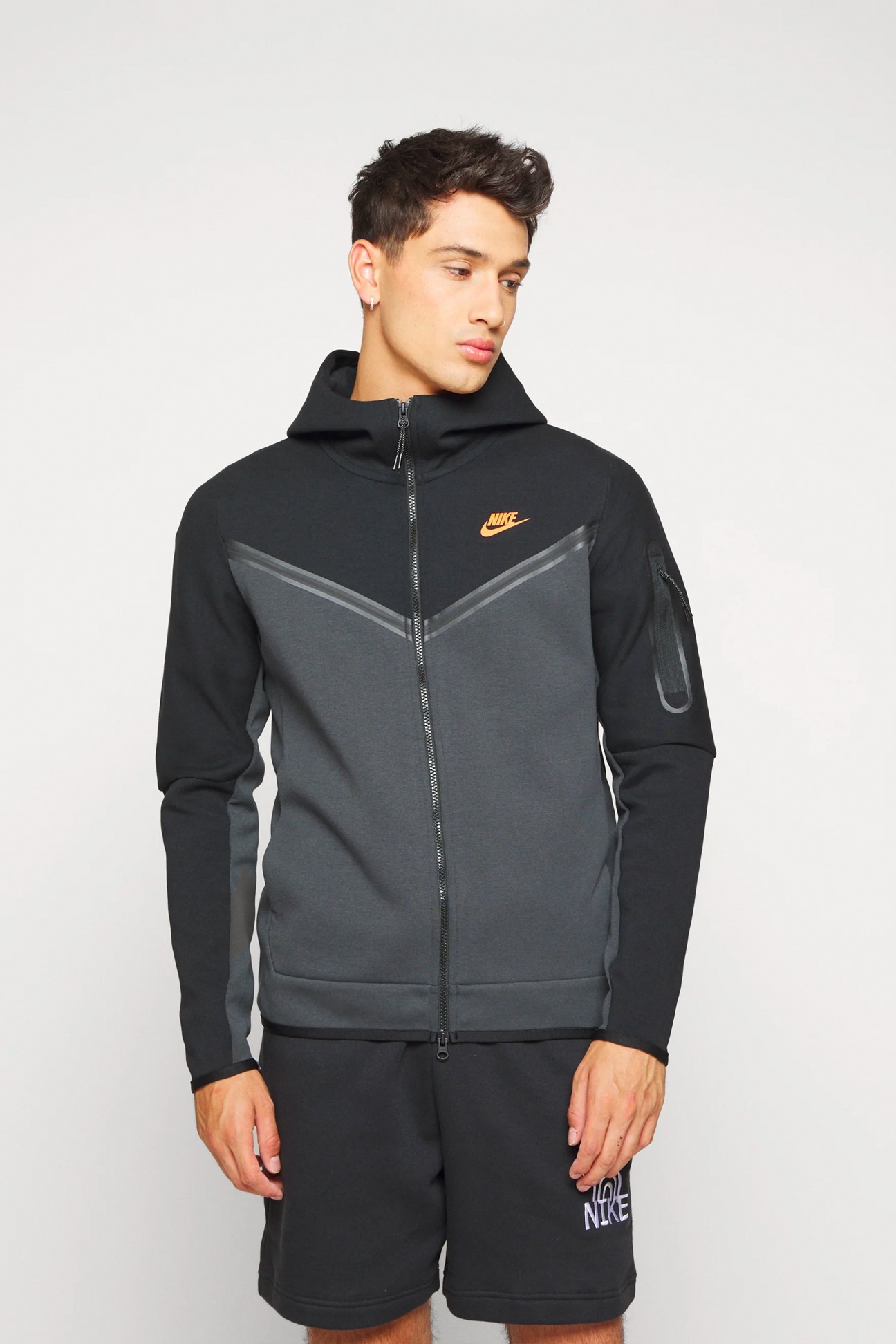 Tech Fleece Full Zip Hoodie - Dark Smoke Grey/Black/Metallic Gold