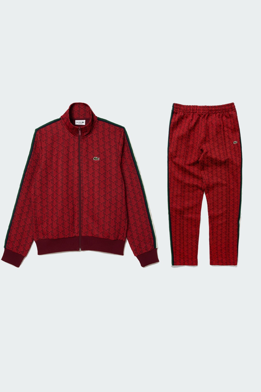 Regular Fit Fermuarlı Monogram Eşofman Takımı - Bordo