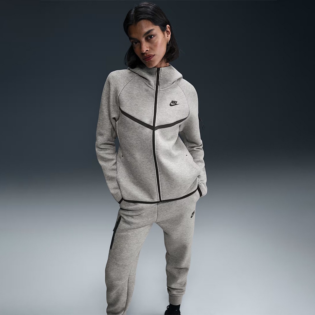 Sportswear Tech Fleece Windrunner Kadın Hoodie - Dark Grey Heather/Siyah