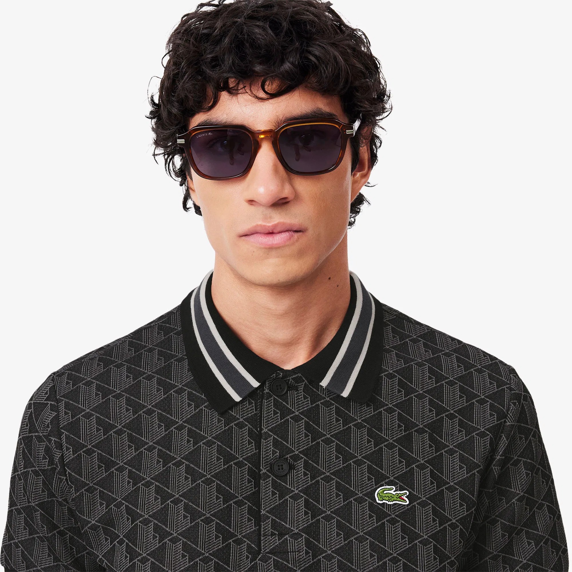 Classic Fit Monogram Polo - Siyah