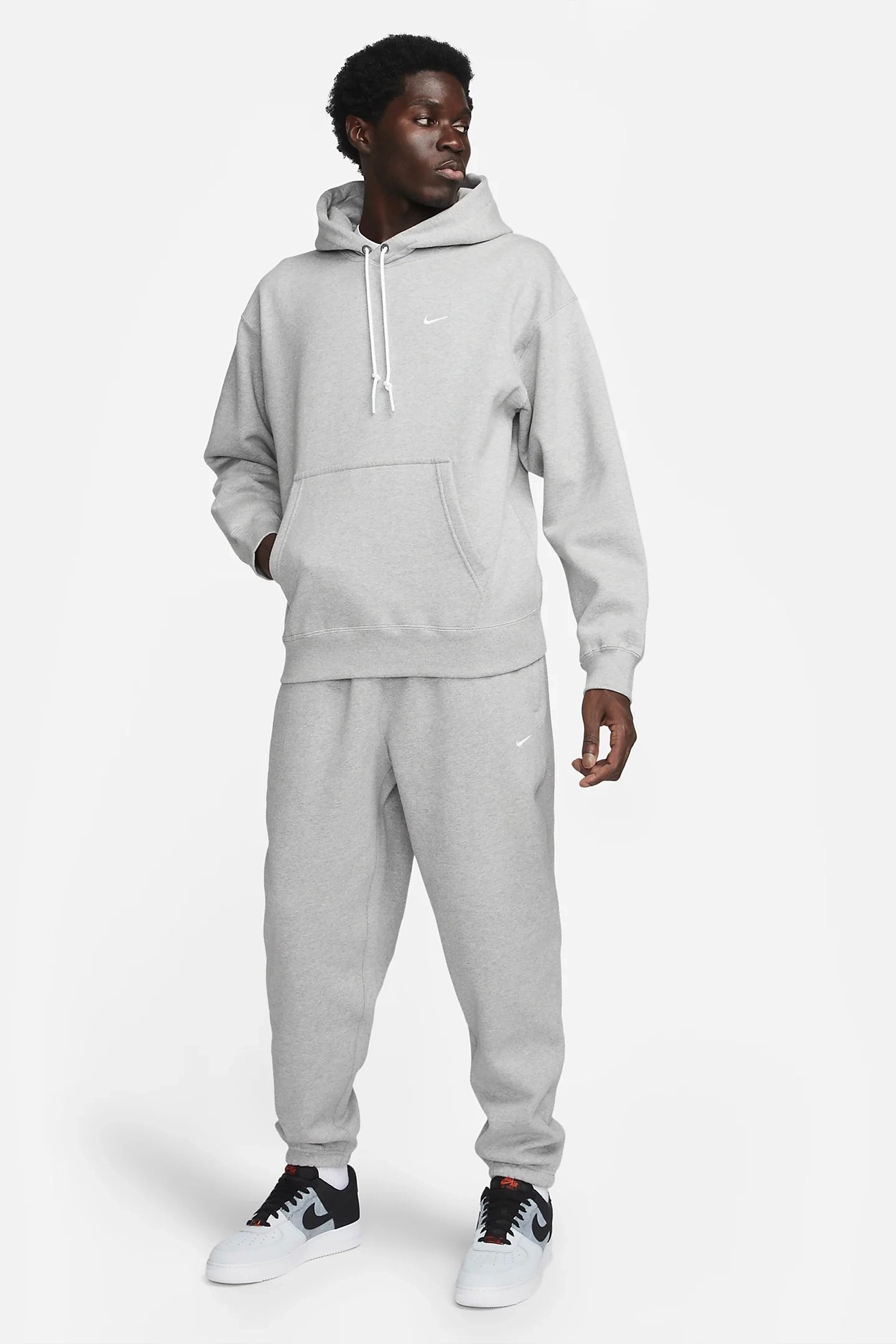 Solo Swoosh Fleece Erkek Joggers - Dark Grey Heather/Silver