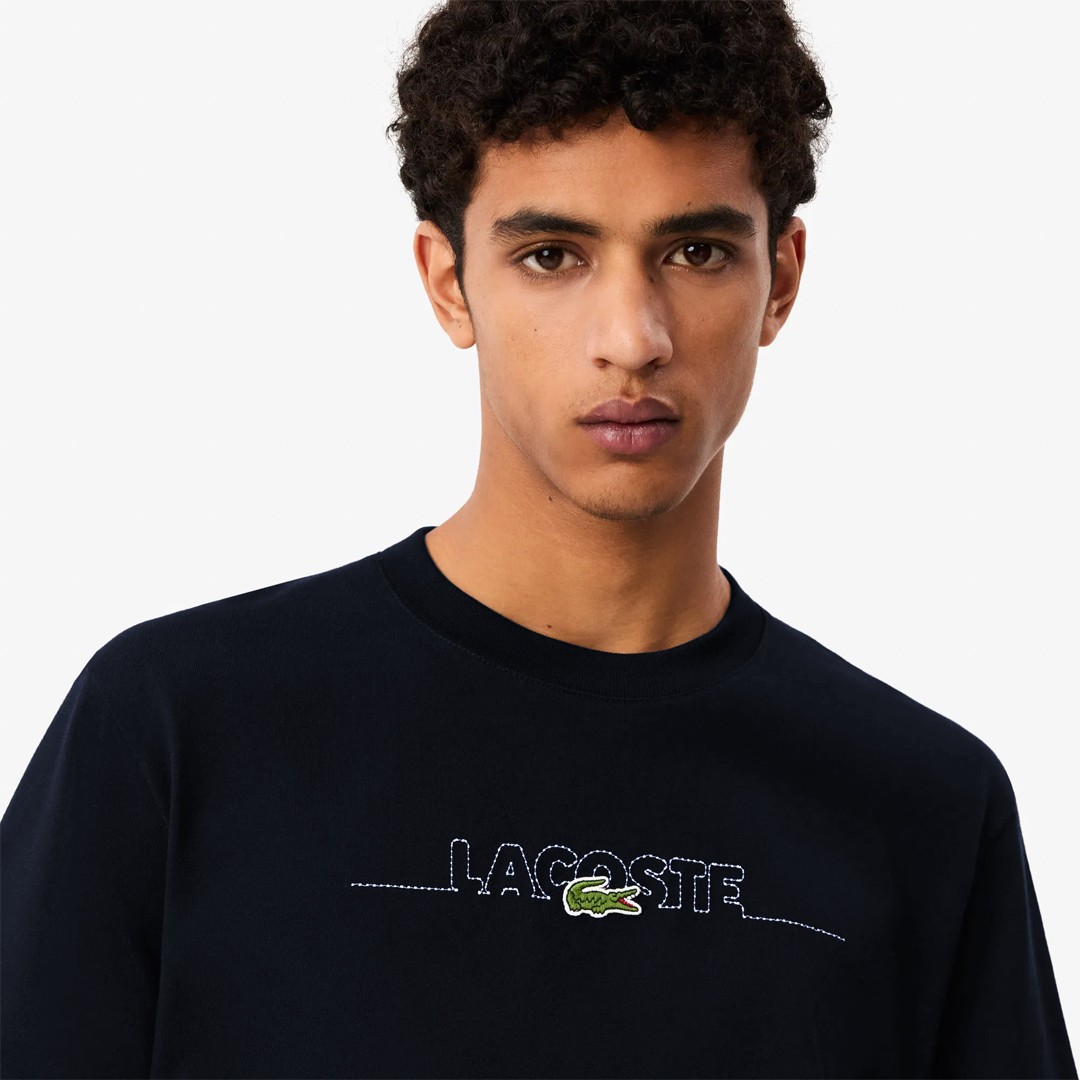 Classic Fit Bisiklet Yaka Baskılı T-Shirt - Lacivert