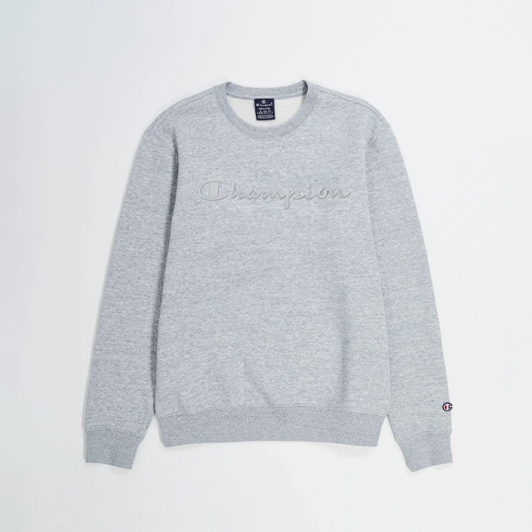 Tonal Embroidery Fleece Sweatshirt - Dark Grey Heather/Silver