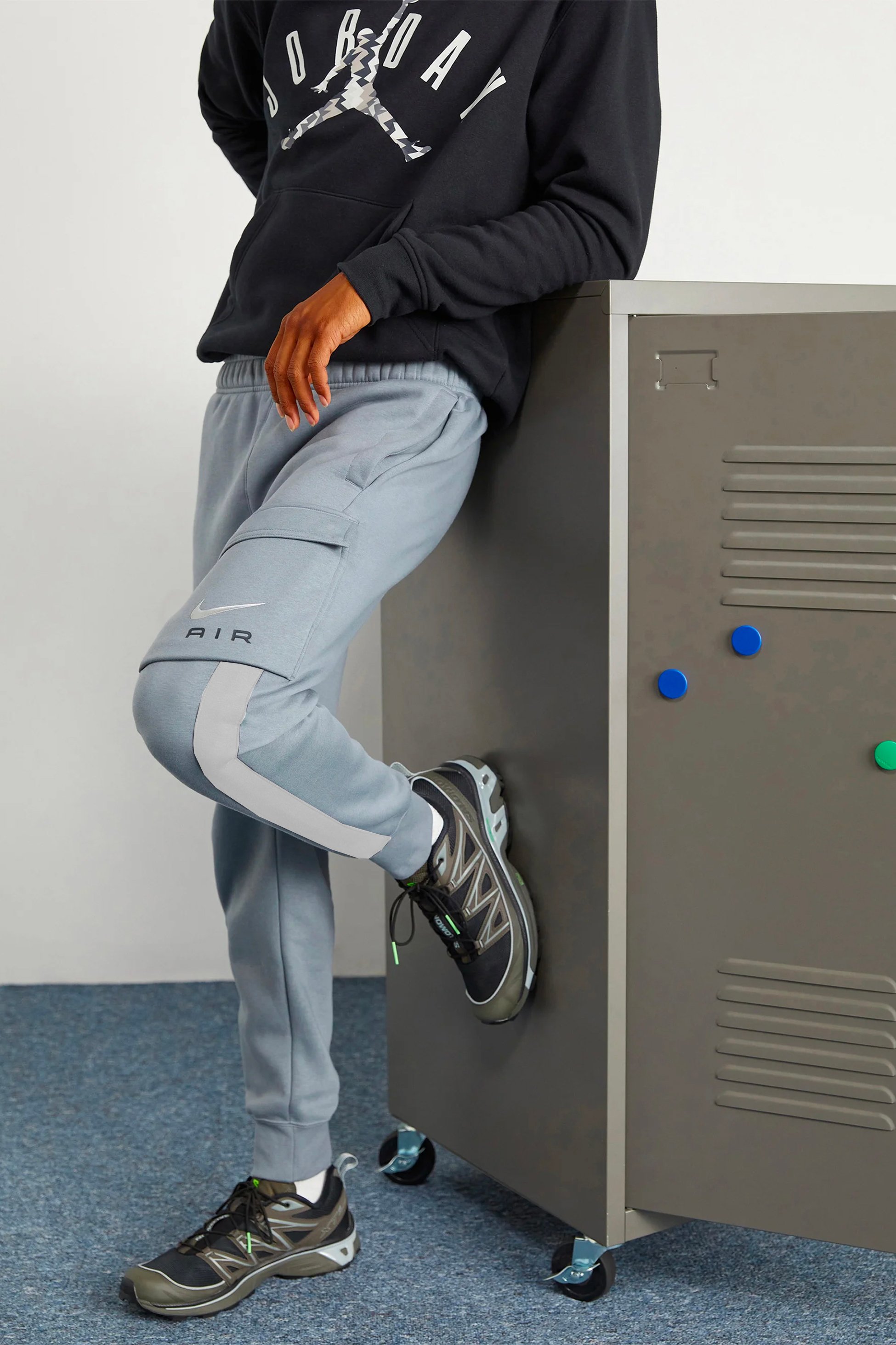 Air Fleece Cargo Joggers - Gri/Beyaz