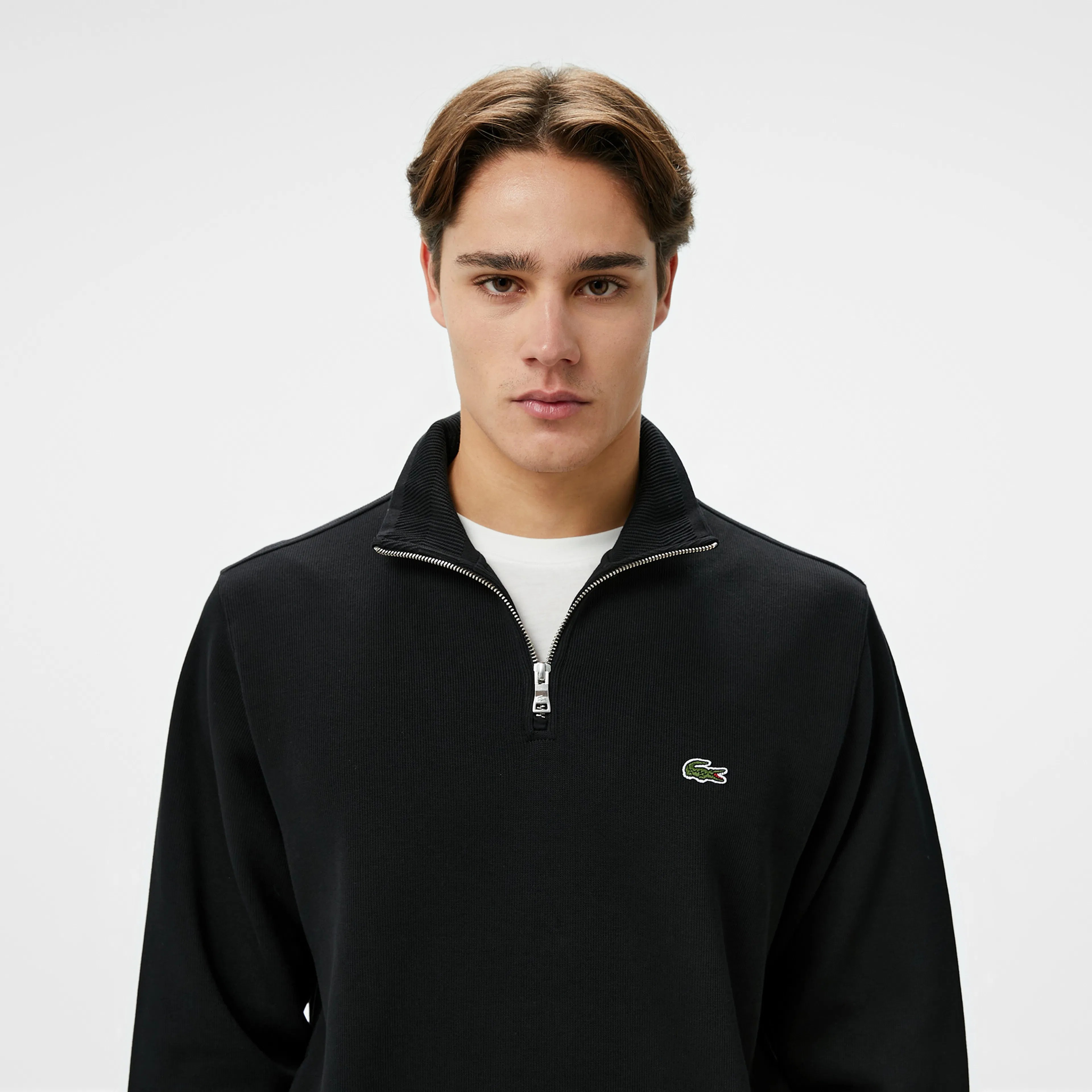Classic Fit Yarım Fermuarlı Sweatshirt - Siyah