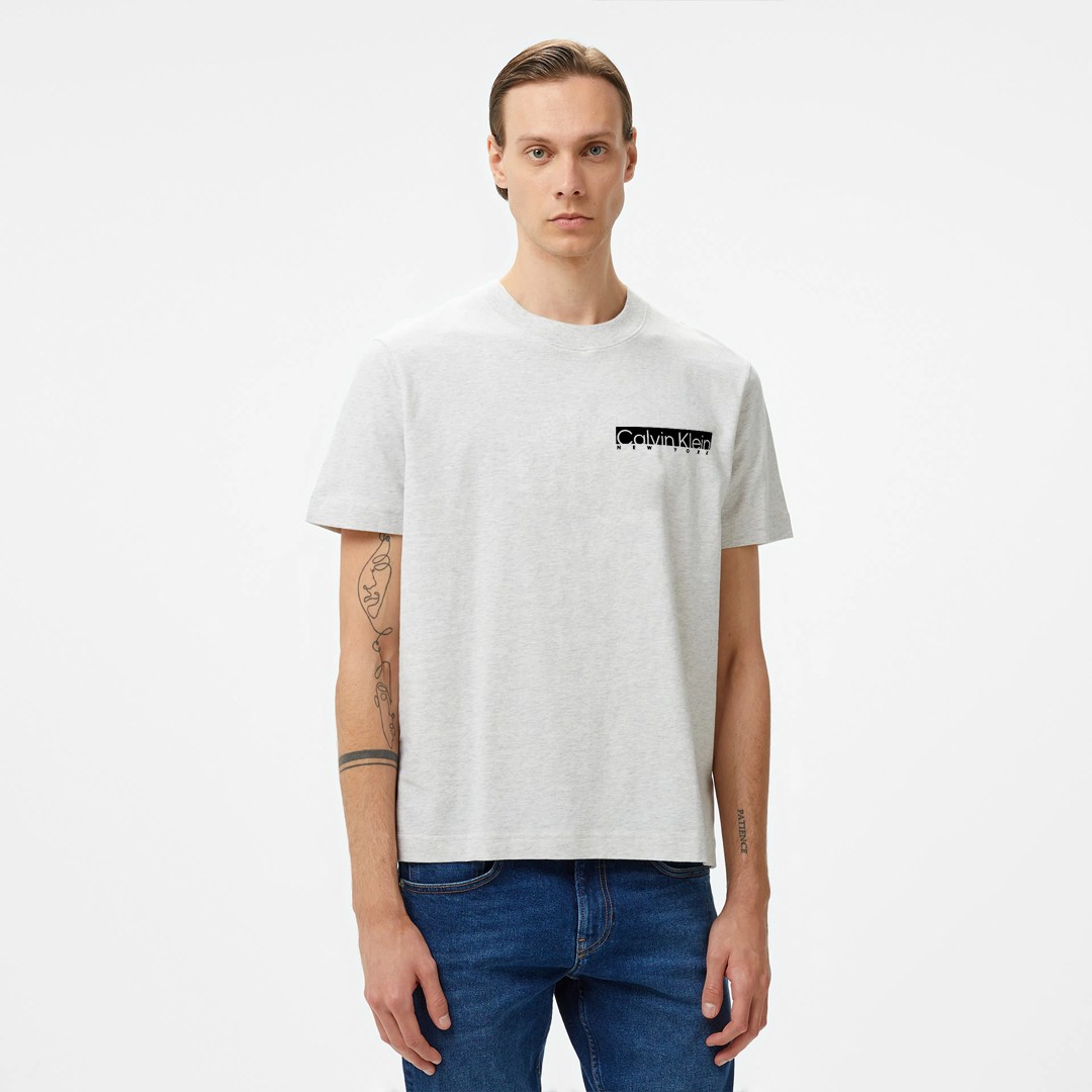 Ny Chest Box Logo T-shirt - Gri