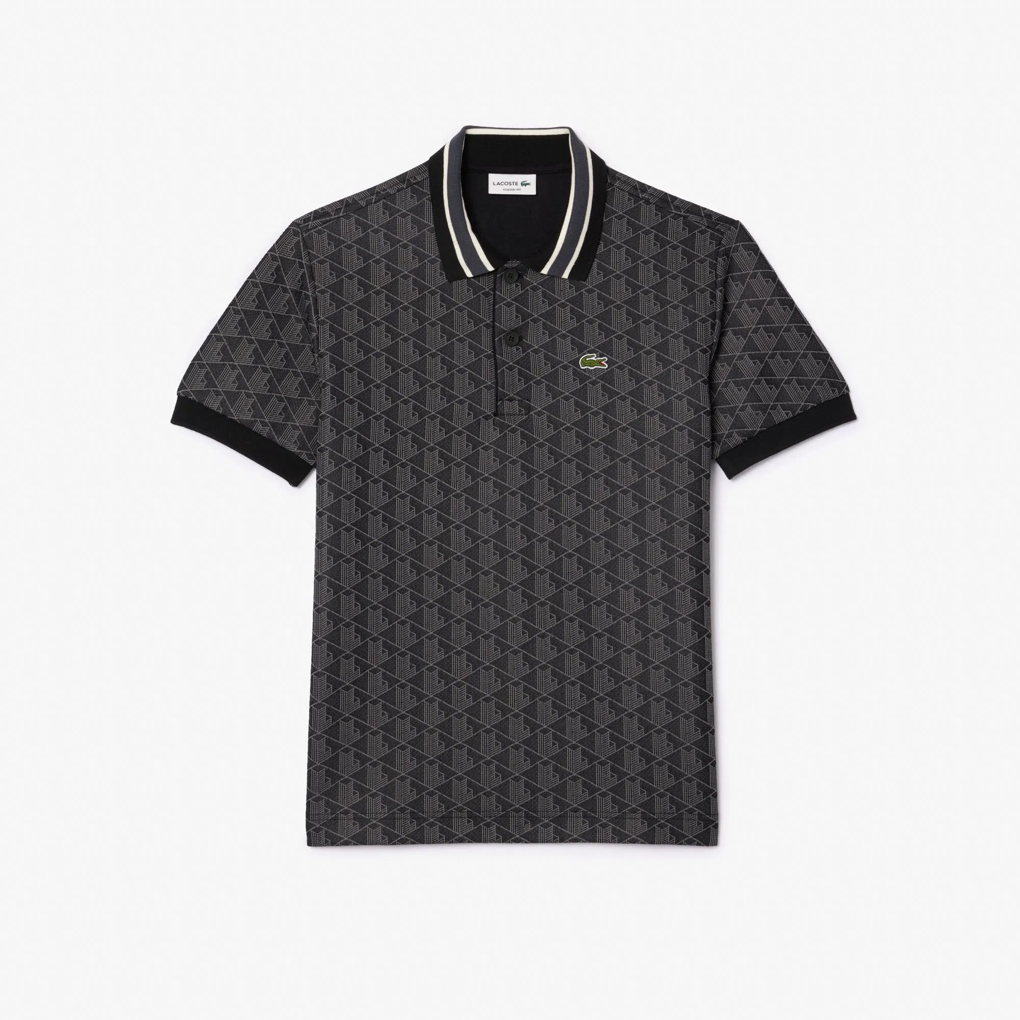 Classic Fit Monogram Polo - Siyah