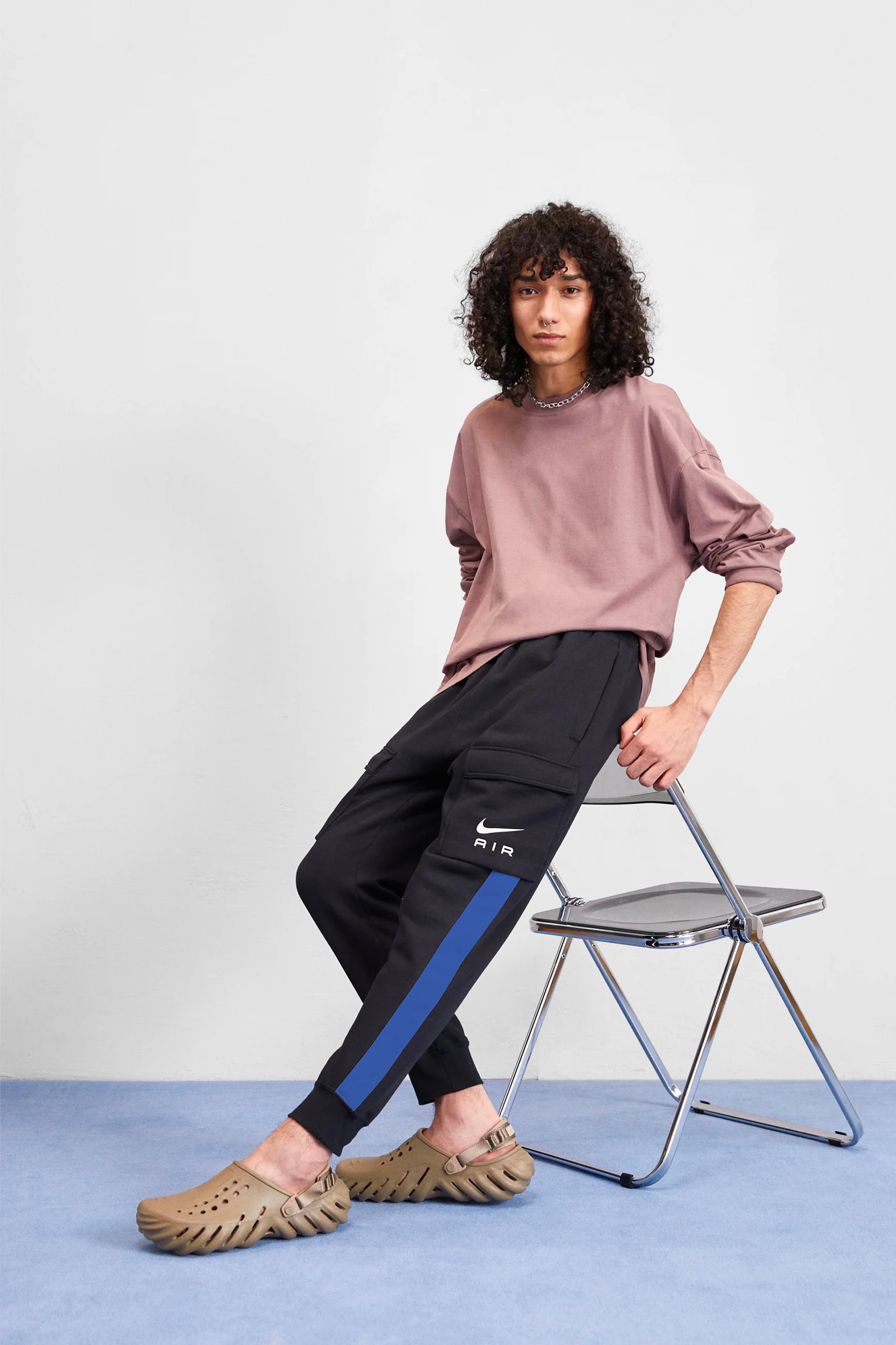 Air Fleece Cargo Joggers - Siyah/Mavi