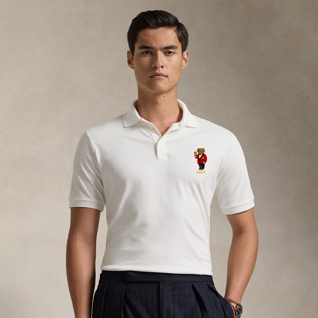 Bear Mesh Polo - Beyaz