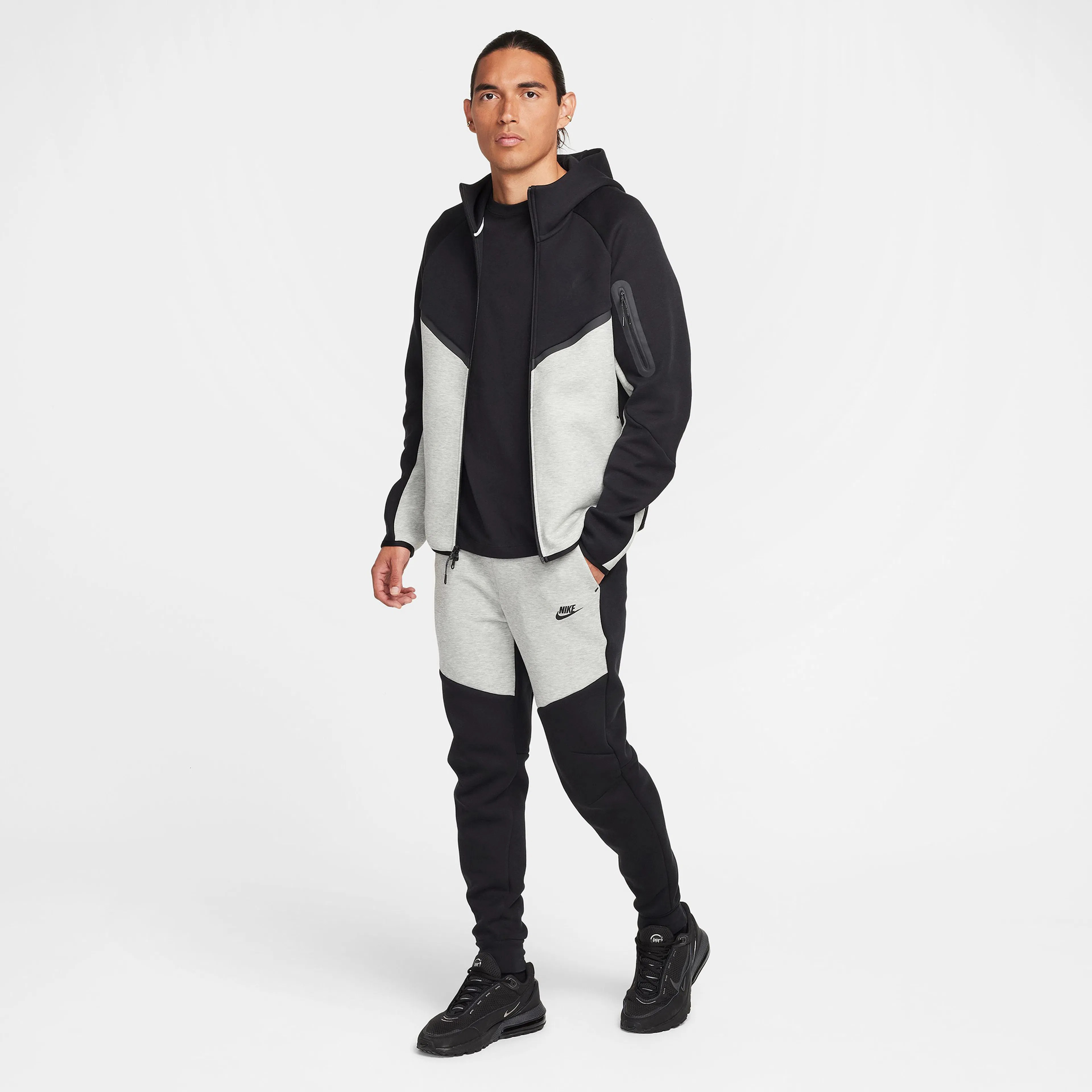 Tech Full-Zip Windrunner Hoodie - Dark Grey Heather / Black
