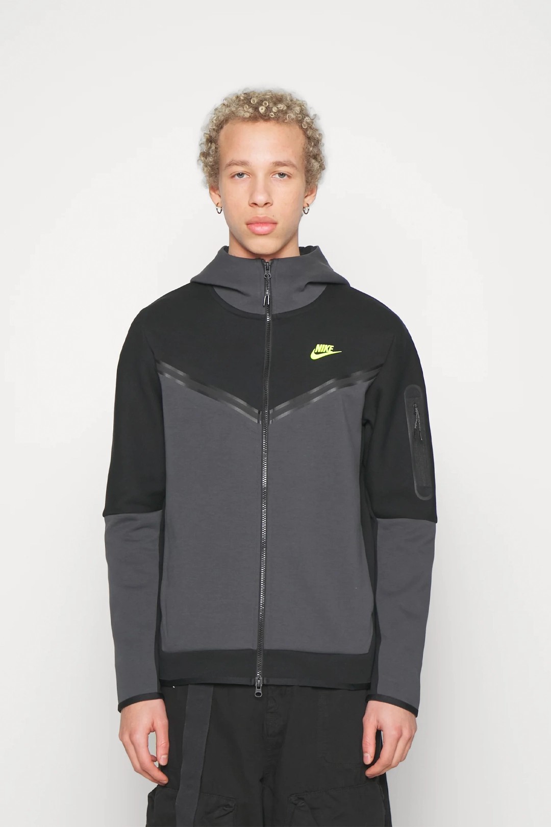 Tech Fleece Full Zip Hoodie - Siyah/Anthracite/Volt