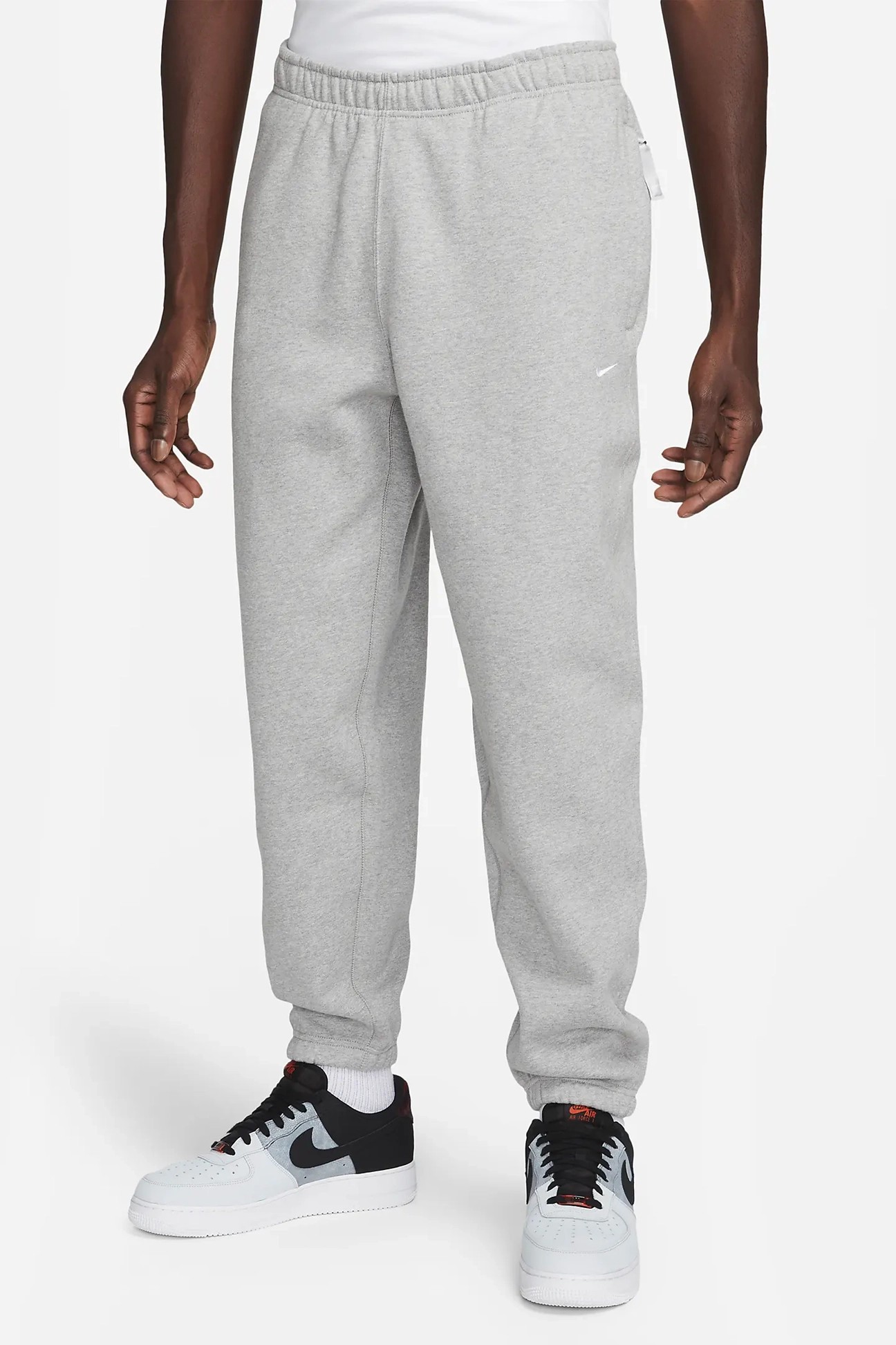 Solo Swoosh Fleece Erkek Joggers - Dark Grey Heather/Silver