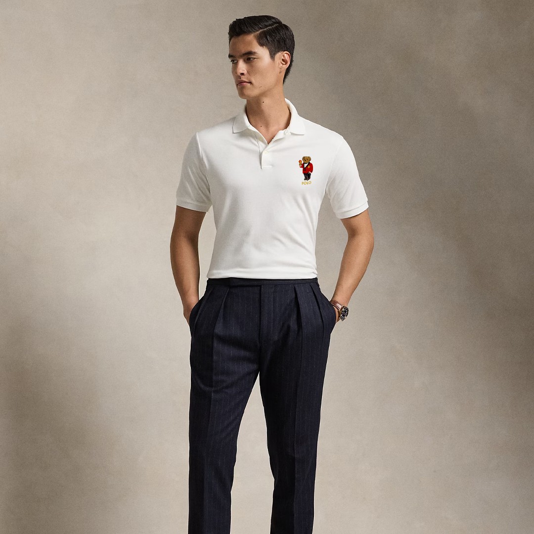 Bear Mesh Polo - Beyaz