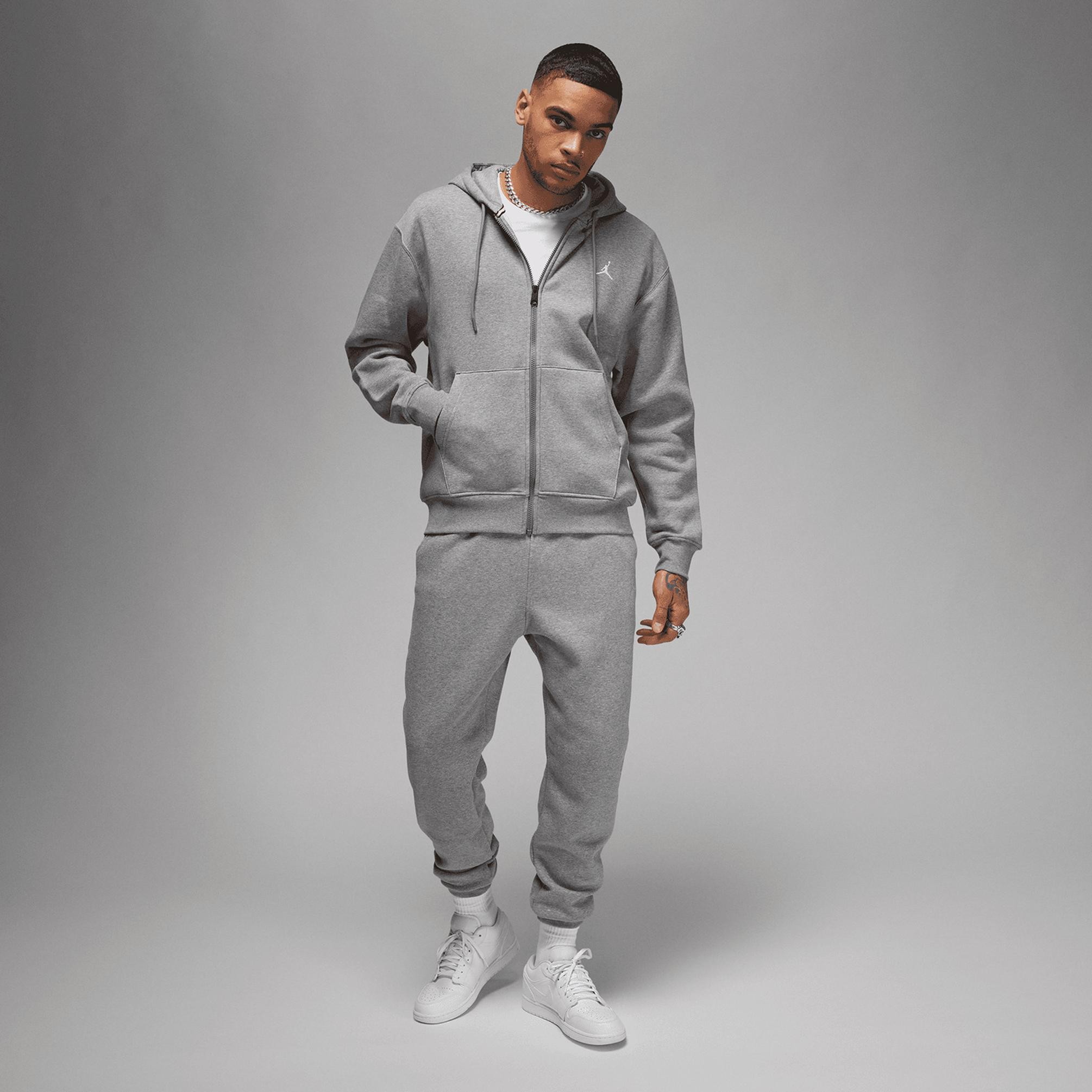 Essentials Tam Boy Fermuarlı Fleece Takım - Dark Grey Heather/Silver