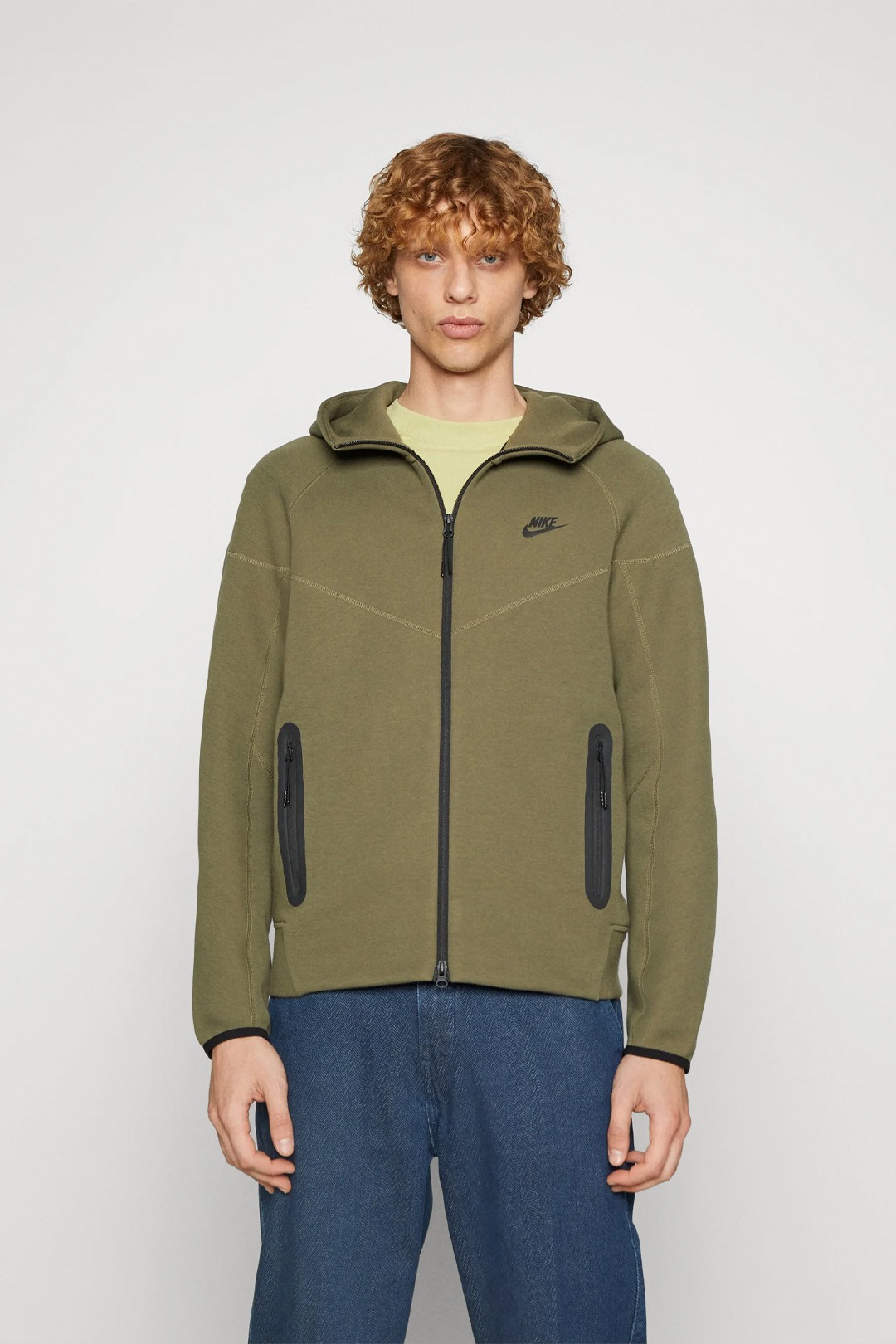 Yeni Tech Fleece Windrunner Kapüşonlu Üst - Medium Olive/Siyah