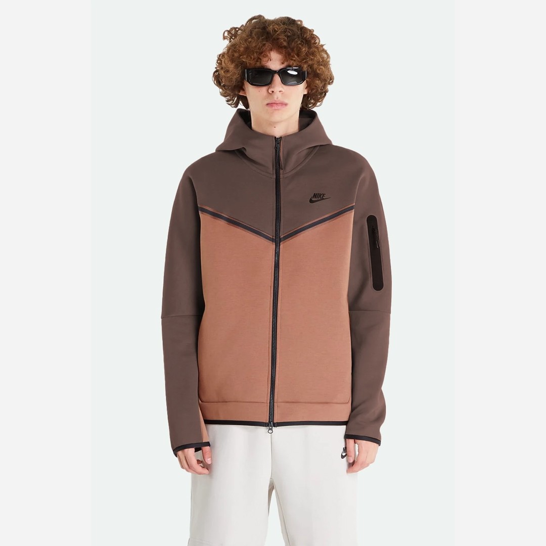 Tech Fleece Full Zip Hoodie - Brown