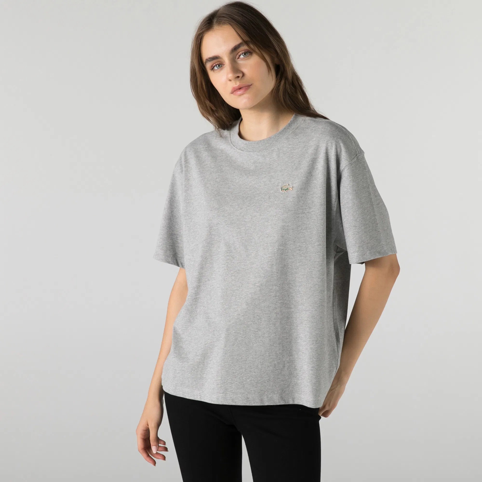 Classic Fit Bisiklet Yaka T-Shirt - Gri