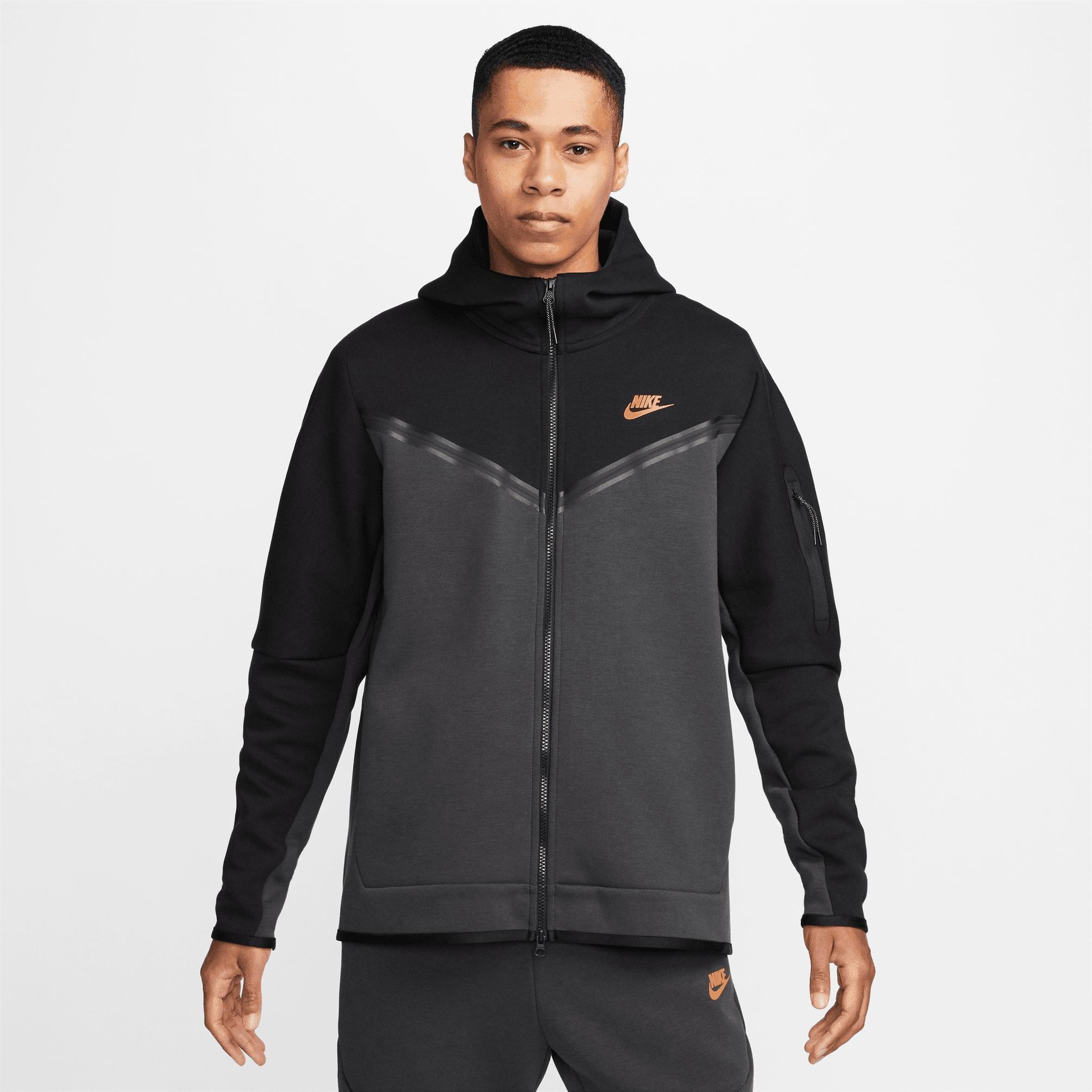 Tech Fleece Full Zip Hoodie - Siyah / Antrasit / Gold
