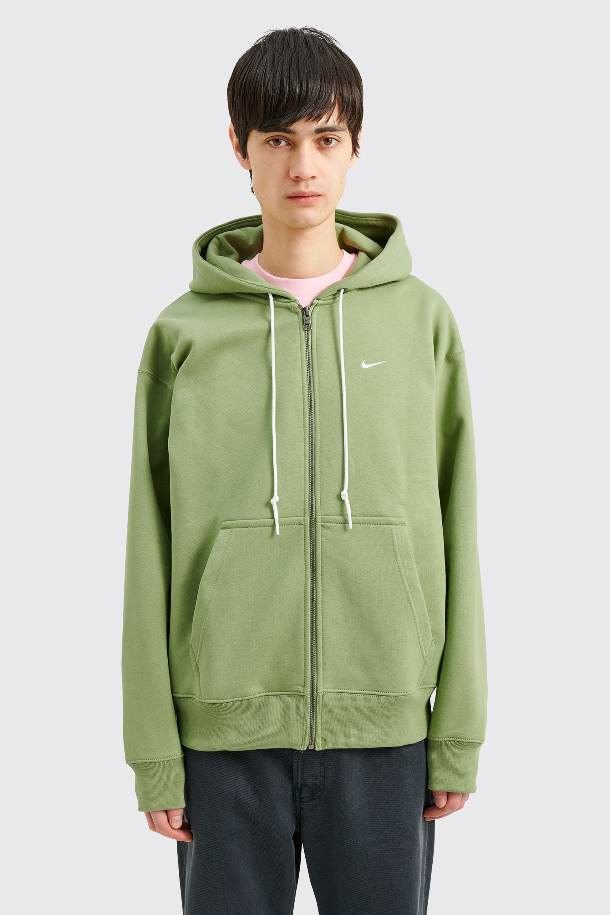 Solo Swoosh Tam Boy Fermuarlı Hoodie - Fesleğen Yeşili