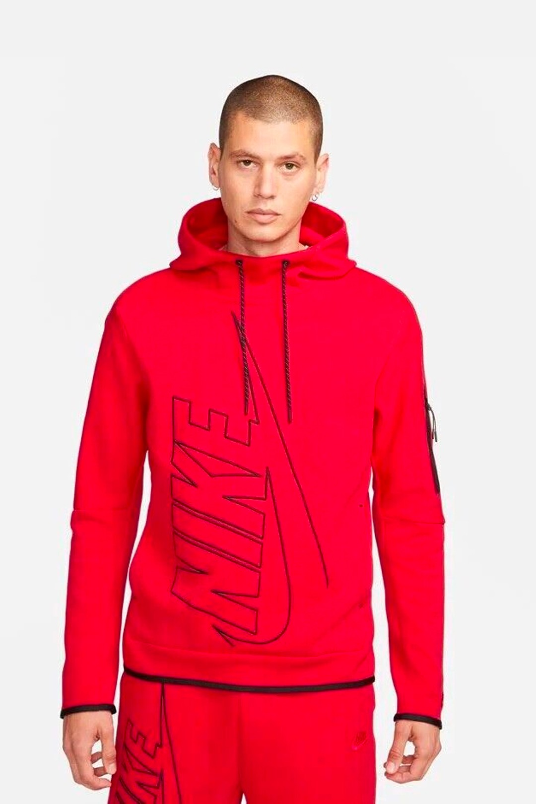 Tech Fleece Graphic Pullover Hoodie - Kırmızı