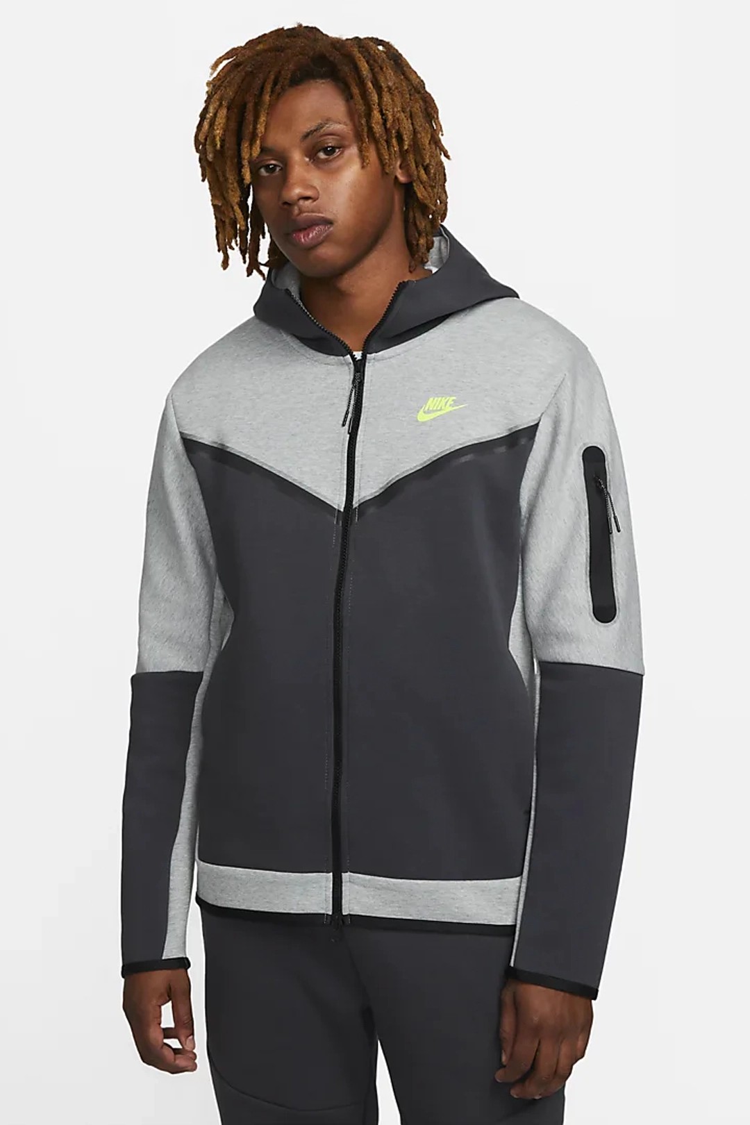 Tech Fleece Full Zip Hoodie - Dark Grey Heather/Anthracite/Volt